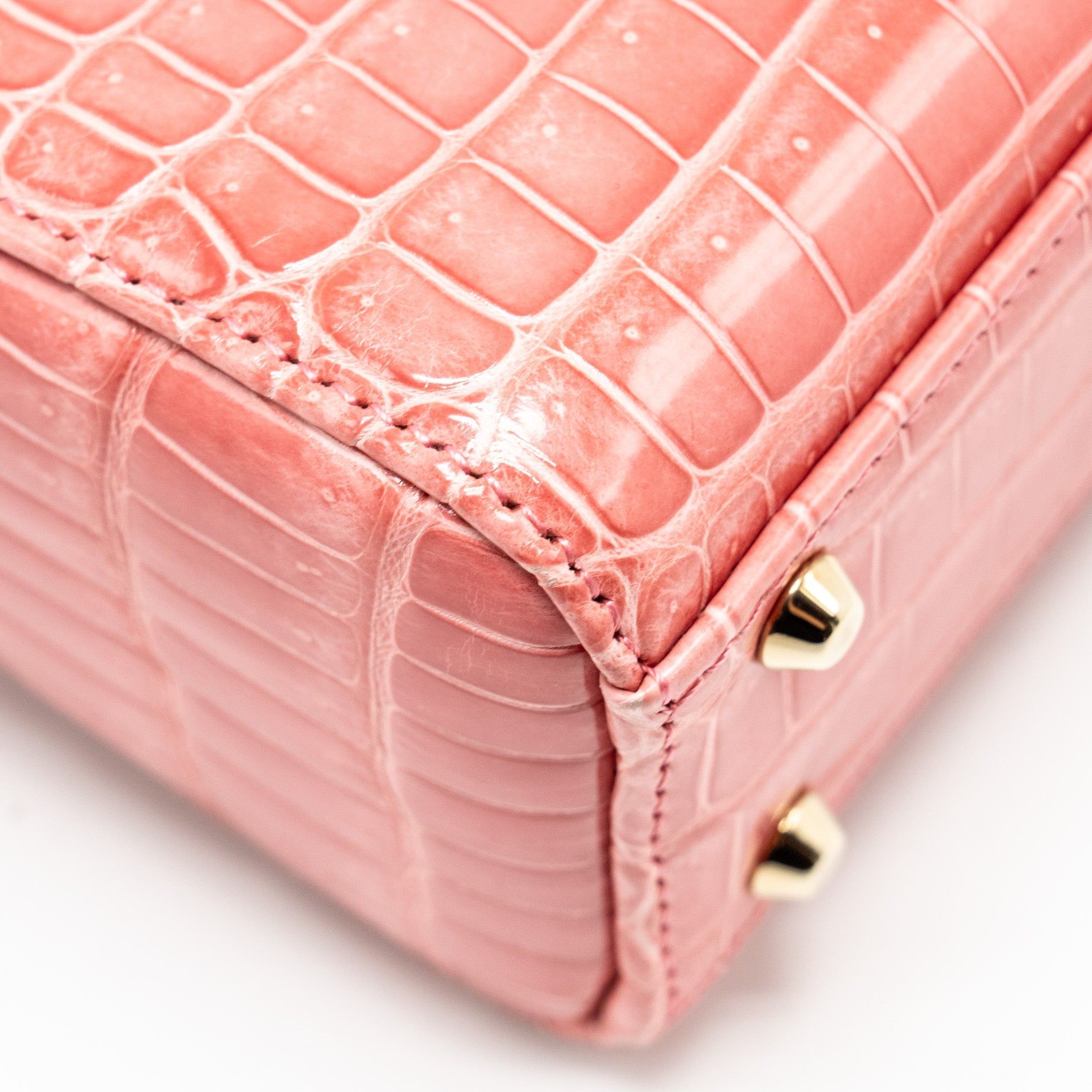 DIOR MINI LADY DIOR CROCODILE PINK LGHW