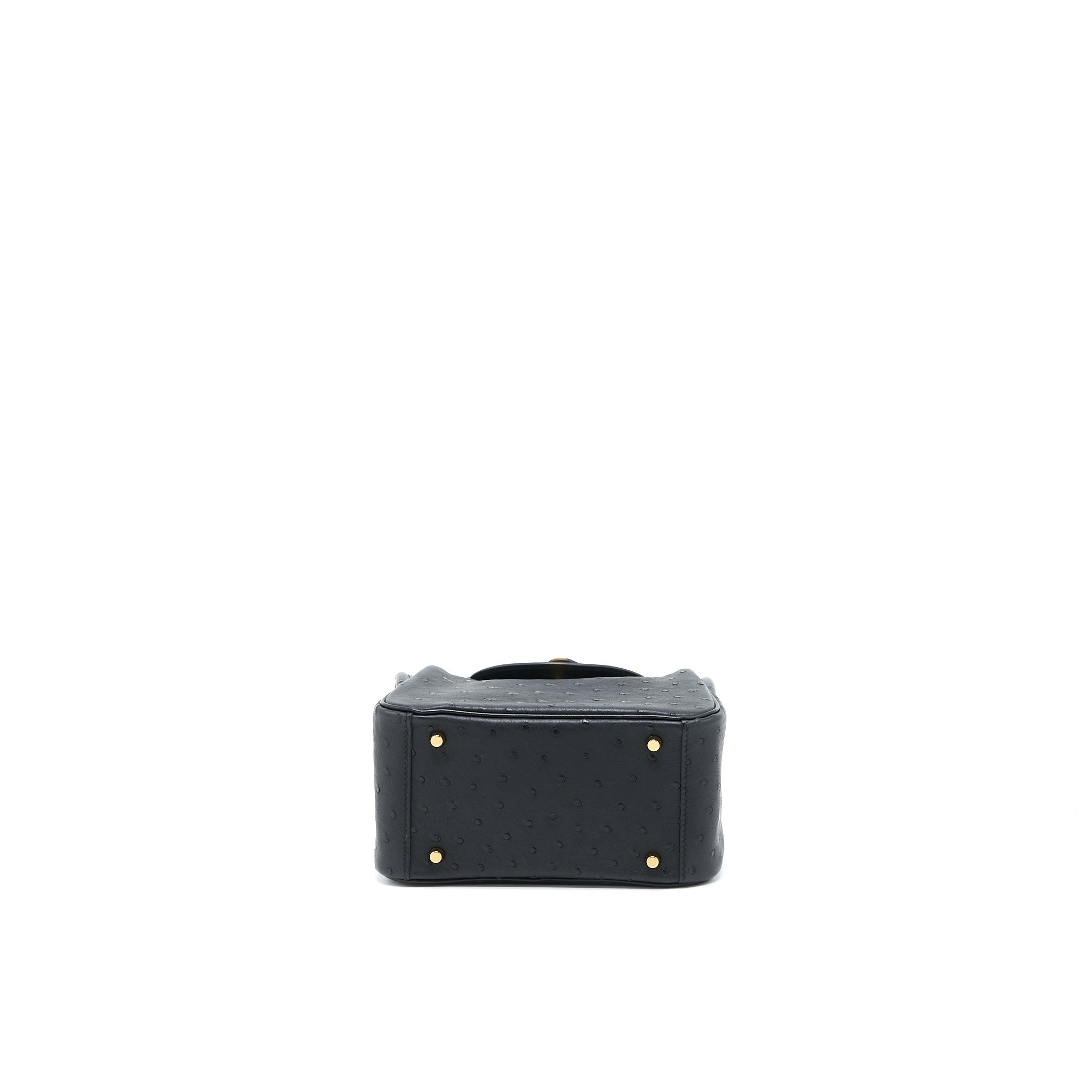 HERMES MINI LINDY OSTRICH BLACK GHW