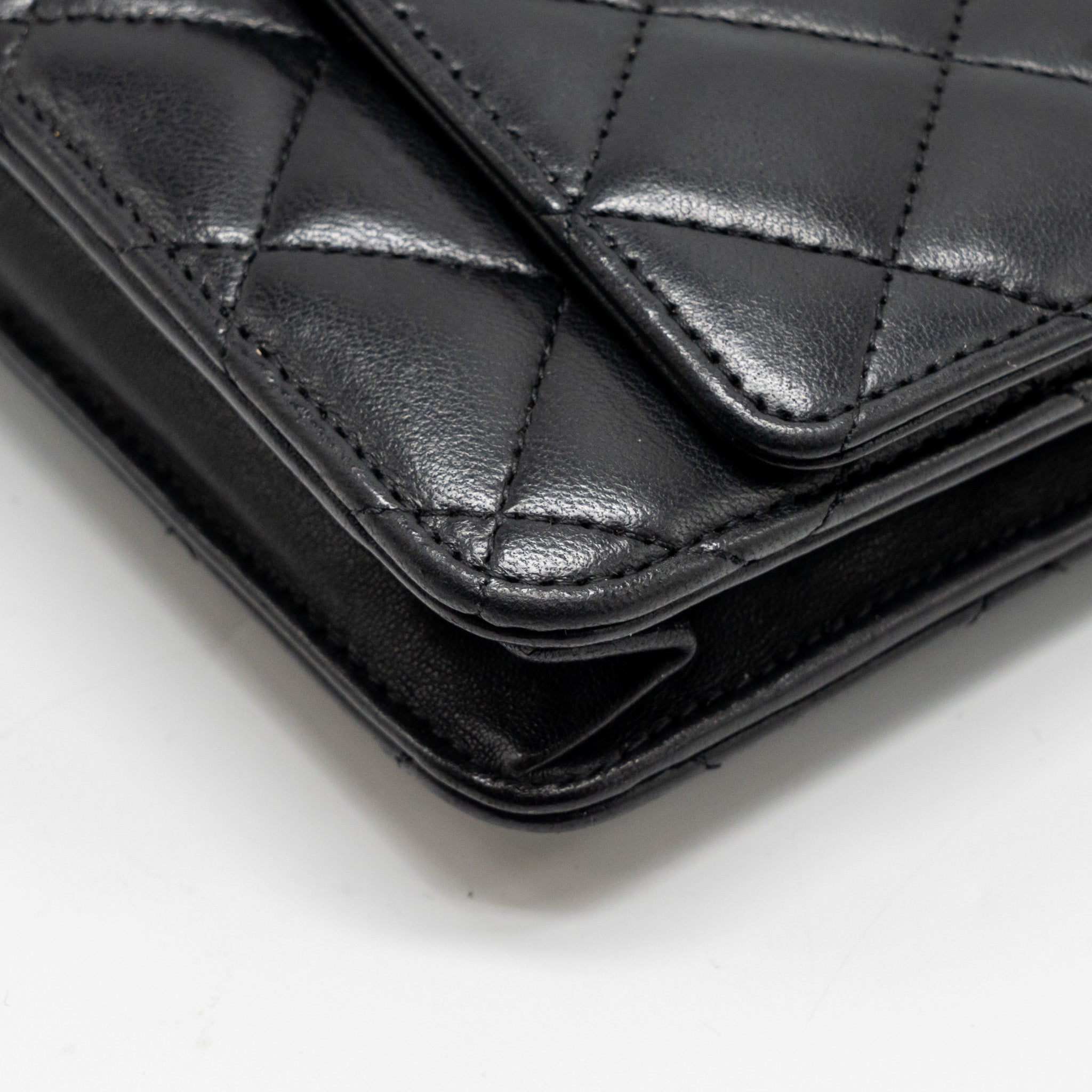 CHANEL CLASSIC WALLET ON CHAIN LAMBSKIN BLACK SHW