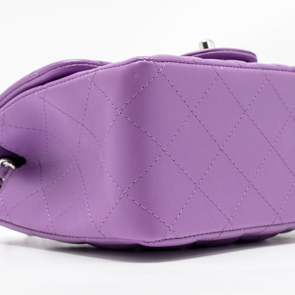 CHANEL MINI SQUARE FLAP BAG LAMBSKIN PURPLE SHW
