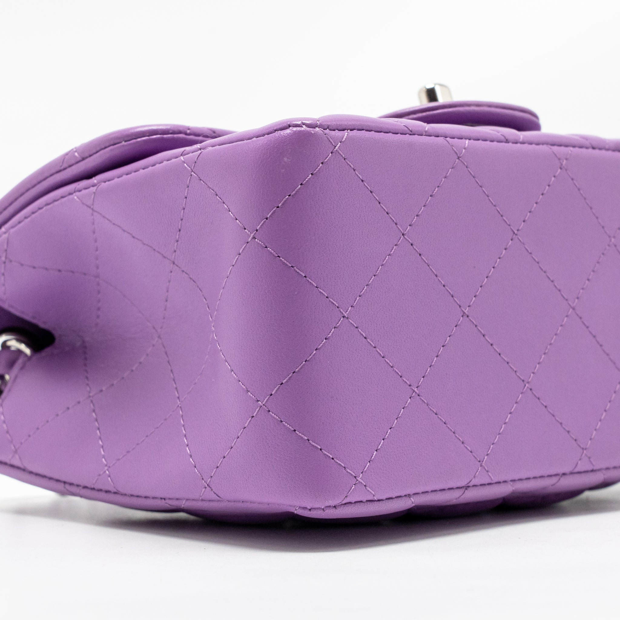 CHANEL MINI SQUARE FLAP BAG LAMBSKIN PURPLE SHW