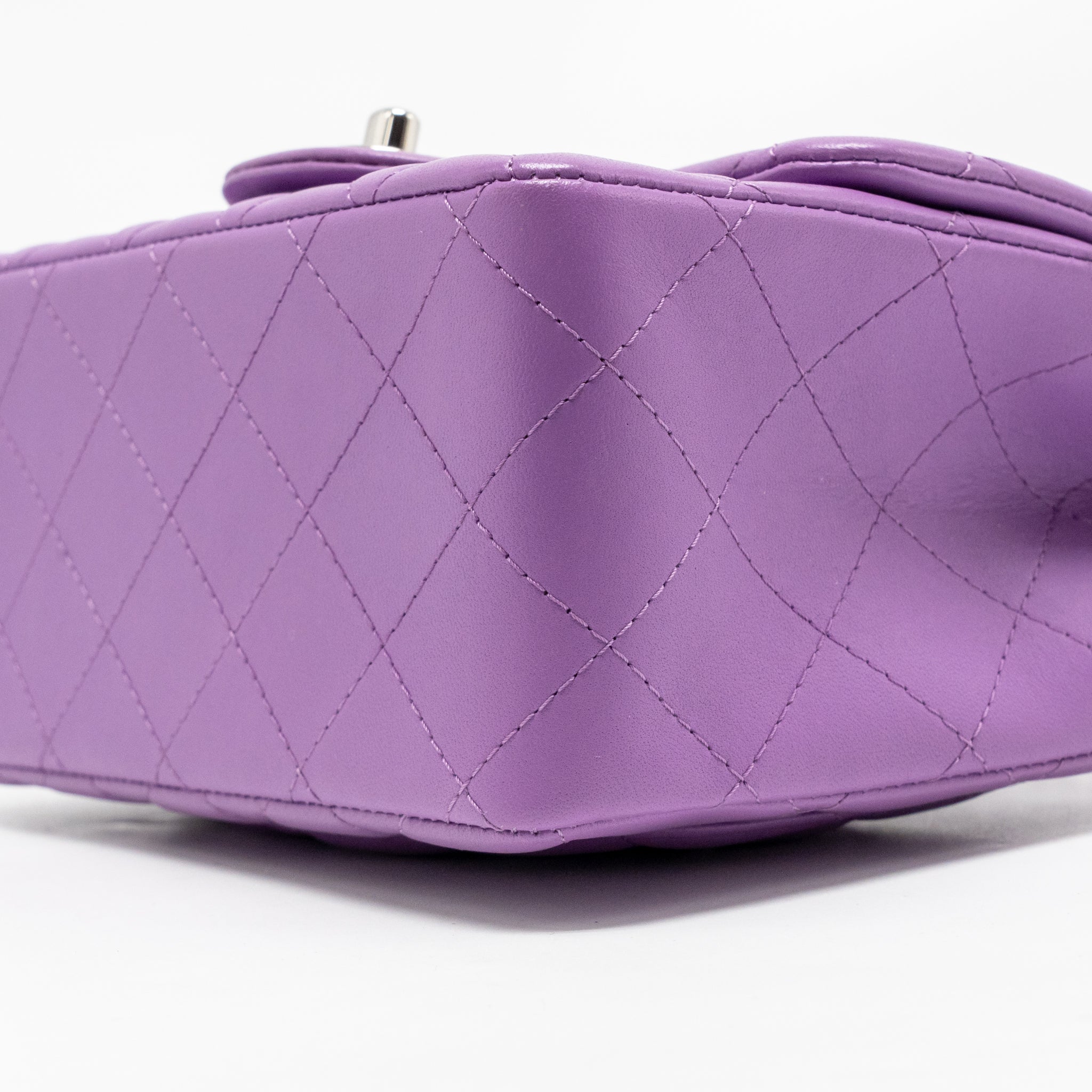 CHANEL MINI SQUARE FLAP BAG LAMBSKIN PURPLE SHW