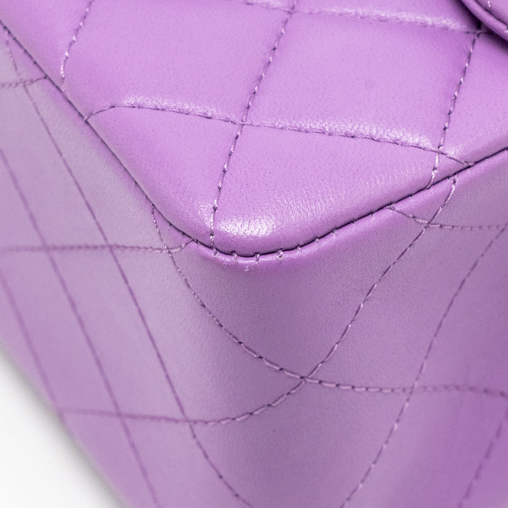 CHANEL MINI SQUARE FLAP BAG LAMBSKIN PURPLE SHW