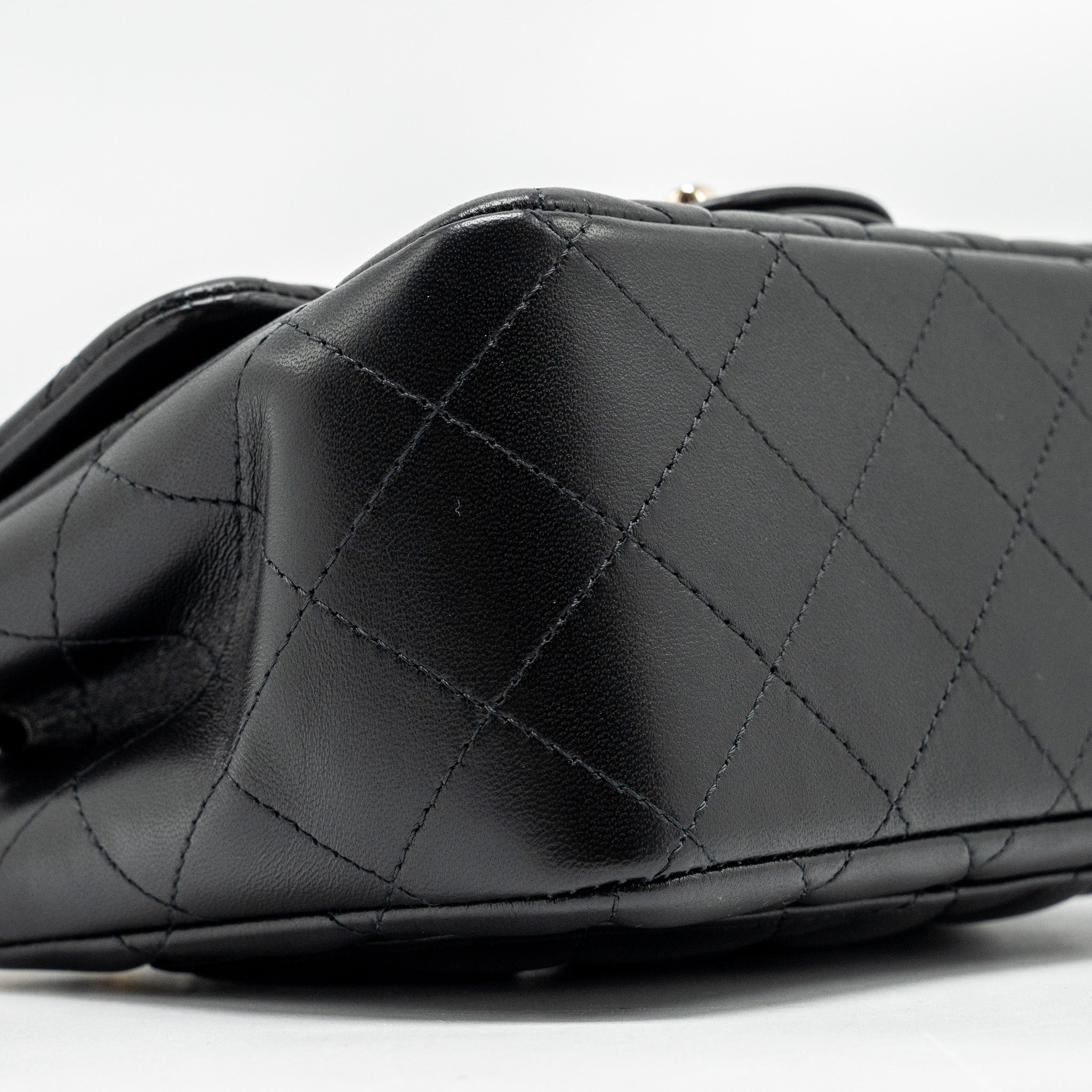 CHANEL MINI SQUARE FLAP BAG LAMBSKIN BLACK LGHW (MICROCHIP)