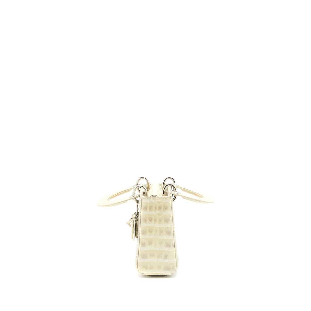 DIOR MINI LADY DIOR HIMALAYAN CROCODILE WHITE SHW