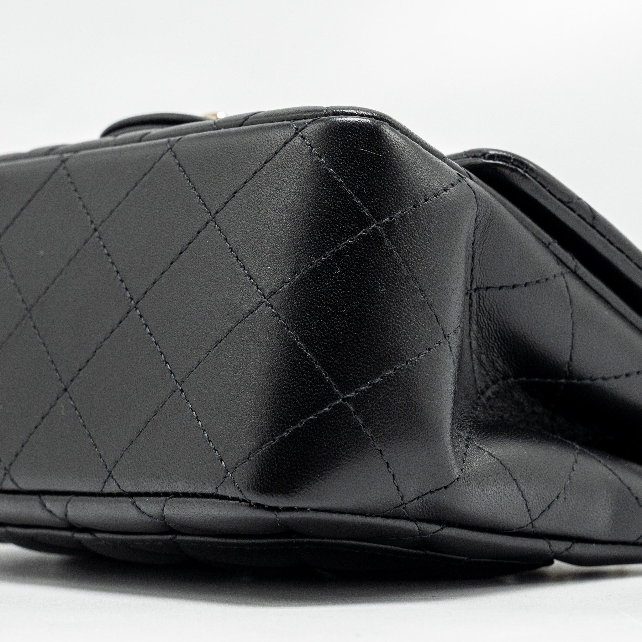 CHANEL MINI SQUARE FLAP BAG LAMBSKIN BLACK LGHW (MICROCHIP)