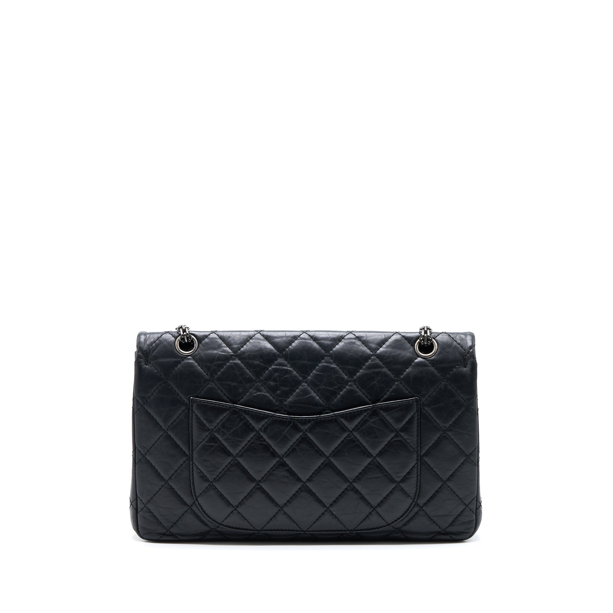 CHANEL 2.55 REISSUE 227 AGED CALFSKIN BLACK RUTHENIUM SHW