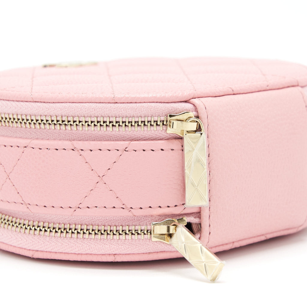 CHANEL 22C MINI ROUND PURSE VANITY CAVIAR LIGHT PINK LGHW