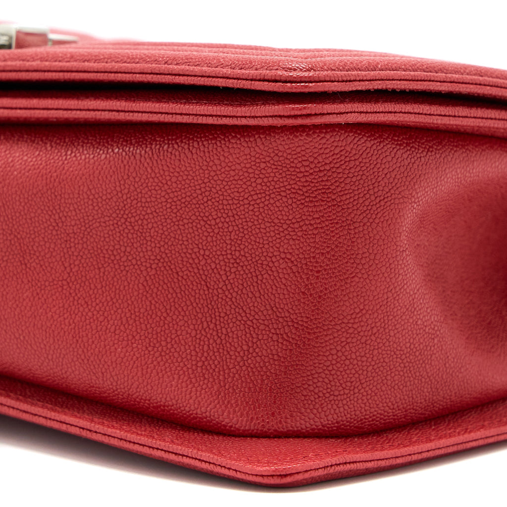 CHANEL MEDIUM BOY BAG CAVIAR RED SHW