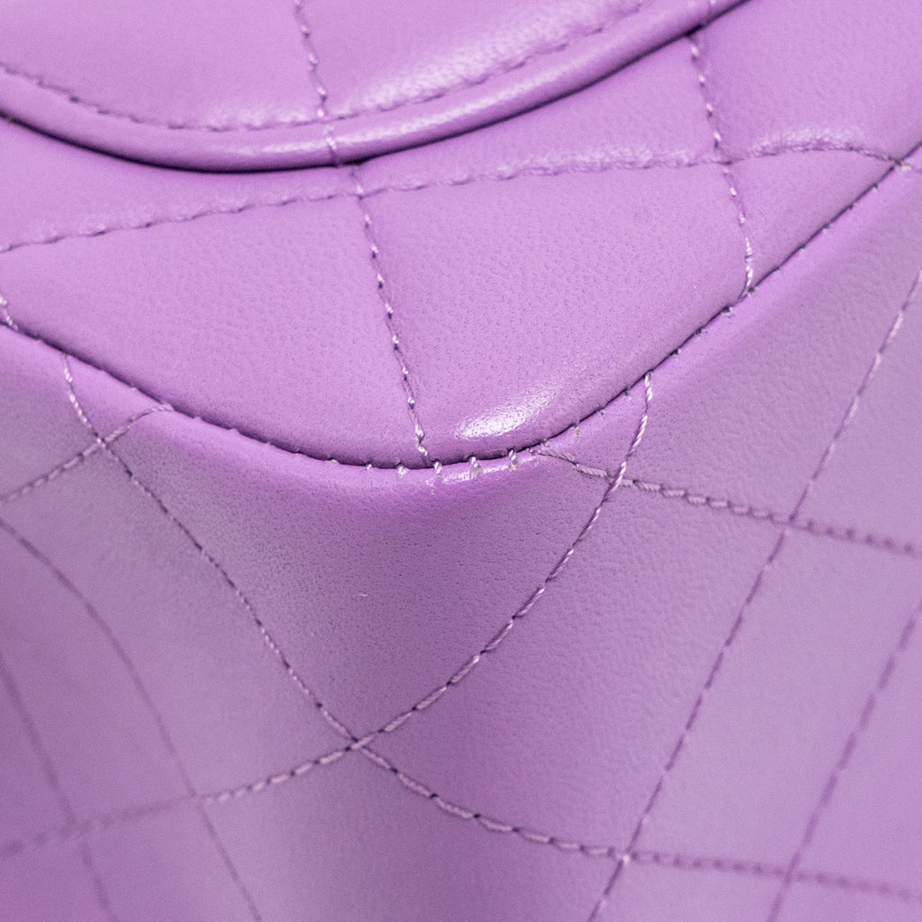 CHANEL MINI SQUARE FLAP BAG LAMBSKIN PURPLE SHW