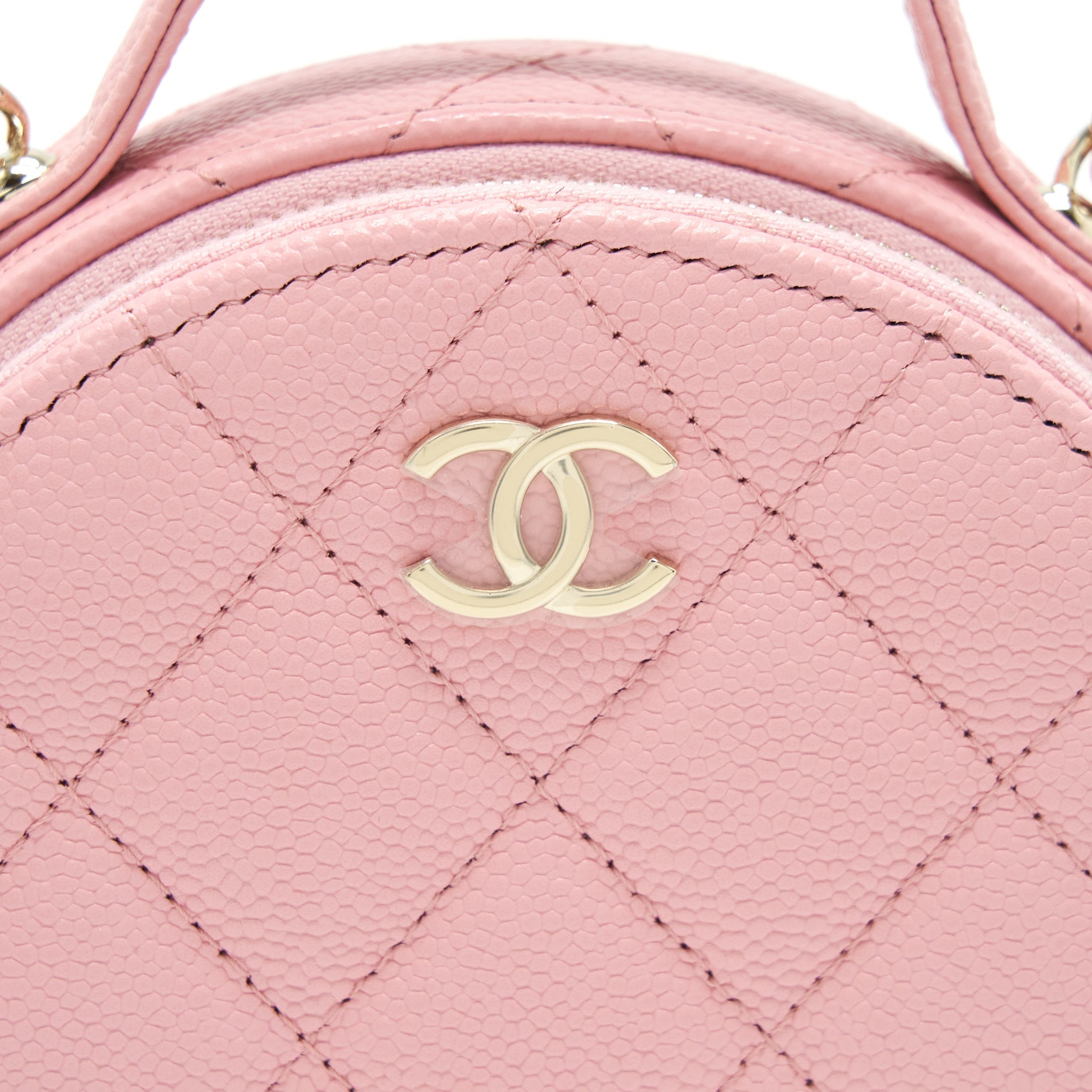 CHANEL 22C MINI ROUND PURSE VANITY CAVIAR LIGHT PINK LGHW