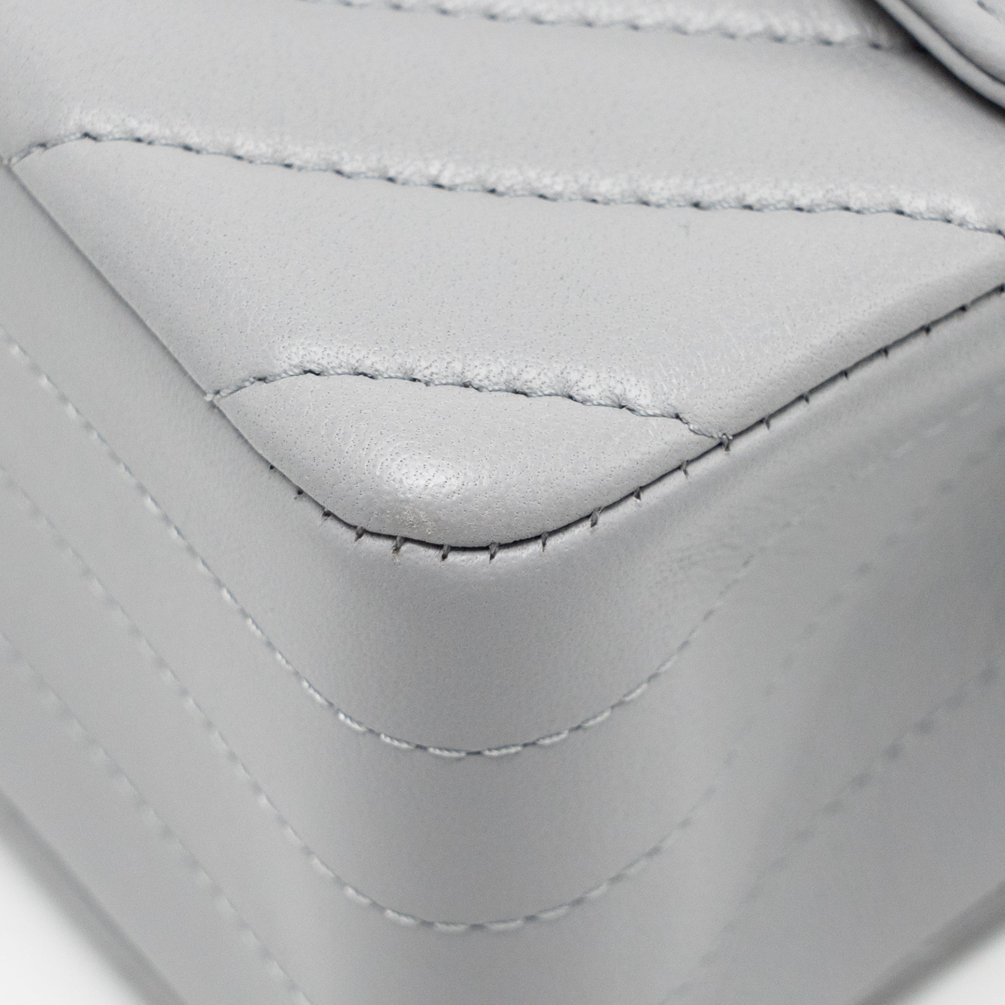 CHANEL MINI RECTANGULAR FLAP BAG CHEVRON LAMBSKIN GREY LGHW