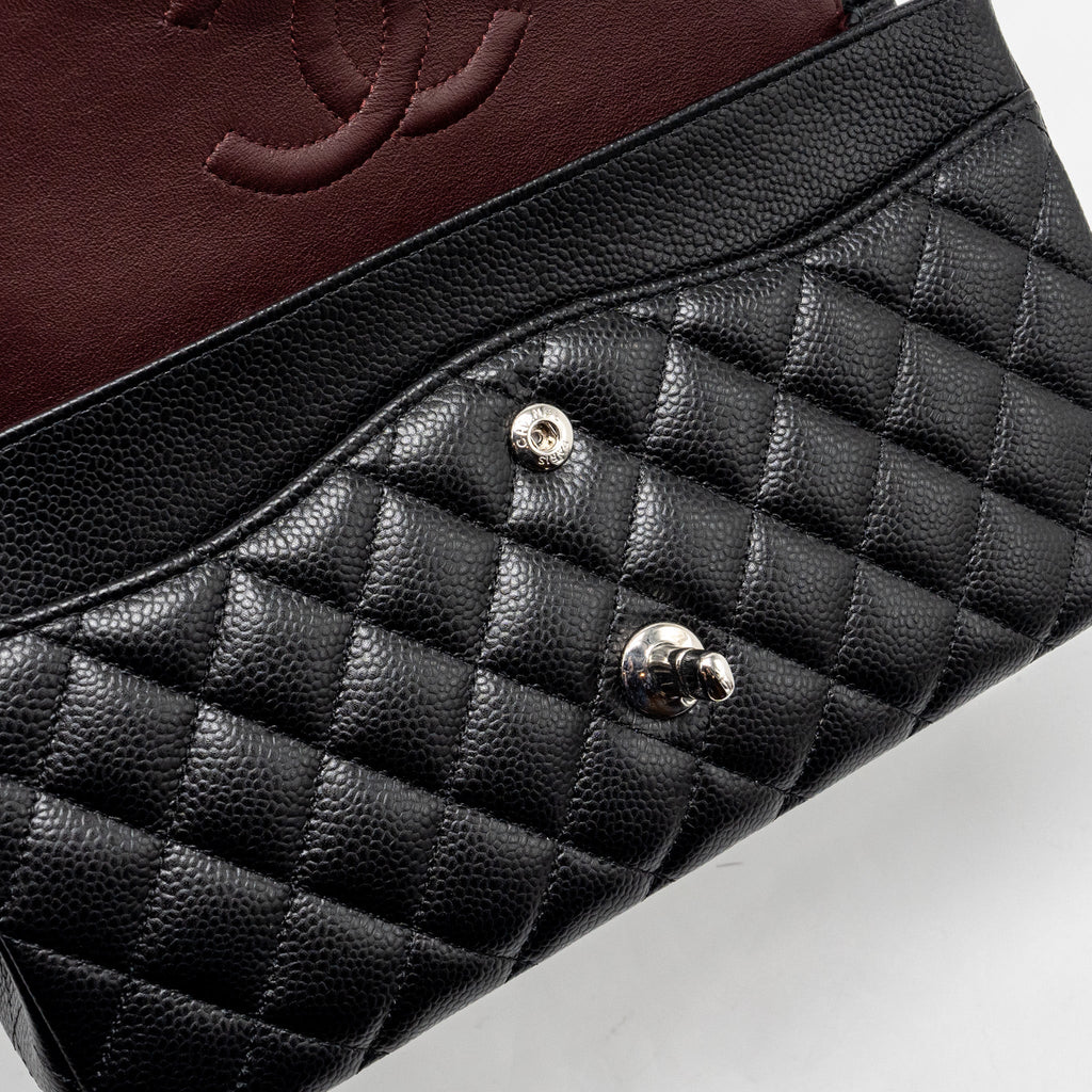 CHANEL MEDIUM CLASSIC DOUBLE FLAP BAG CAVIAR BLACK SHW