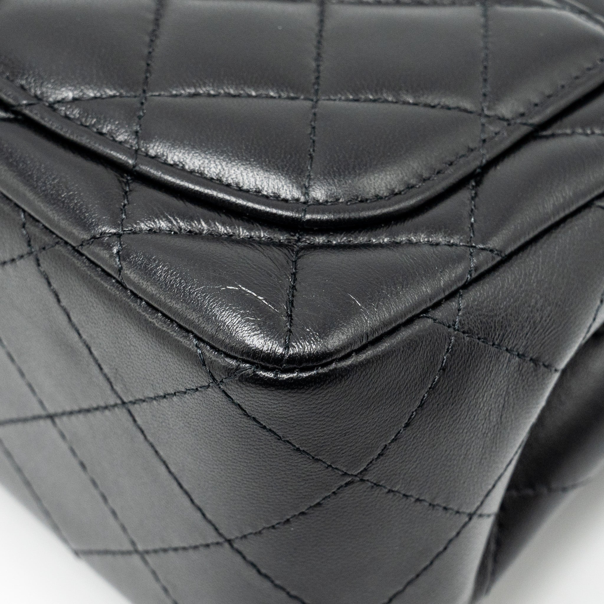 CHANEL MINI SQUARE FLAP BAG LAMBSKIN BLACK LGHW (MICROCHIP)