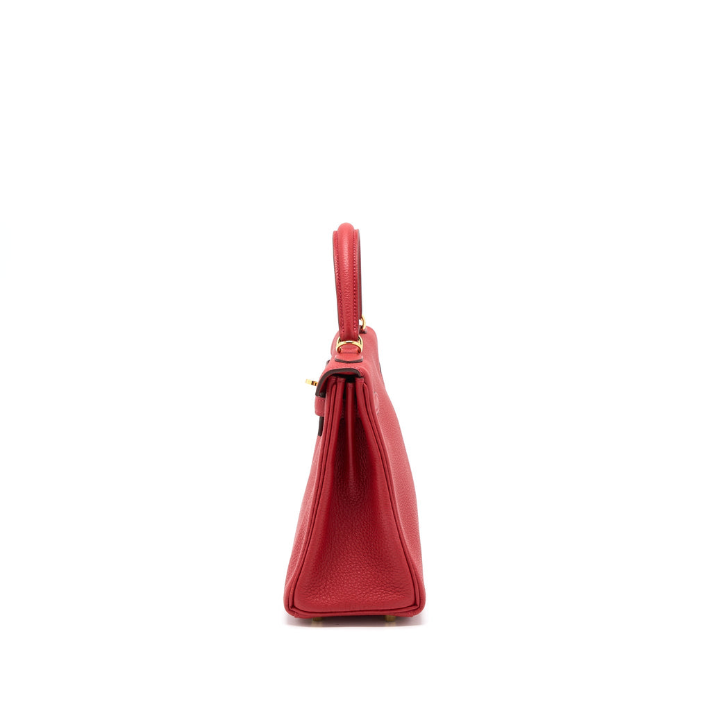 HERMES KELLY 25 TOGO Q5 ROUGE CASAQUE GHW