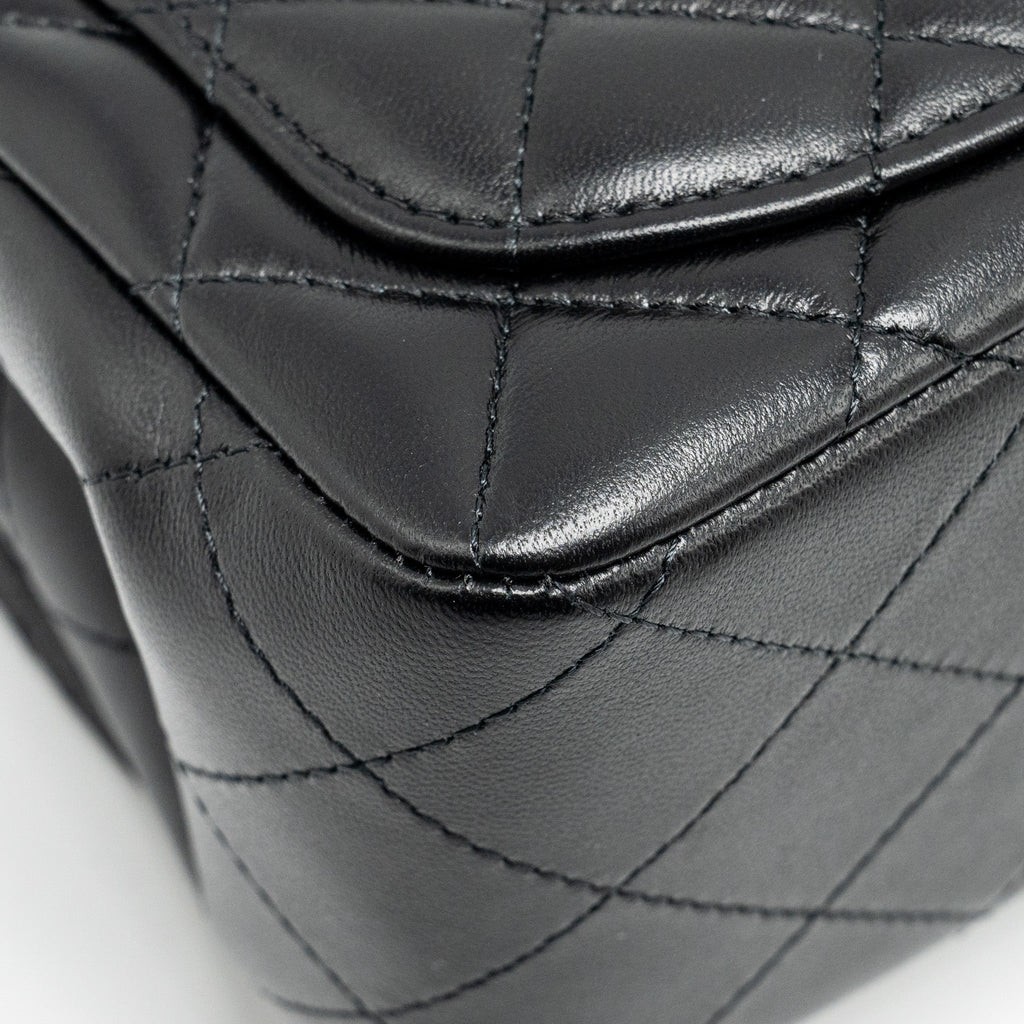 CHANEL MINI SQUARE FLAP BAG LAMBSKIN BLACK LGHW (MICROCHIP)