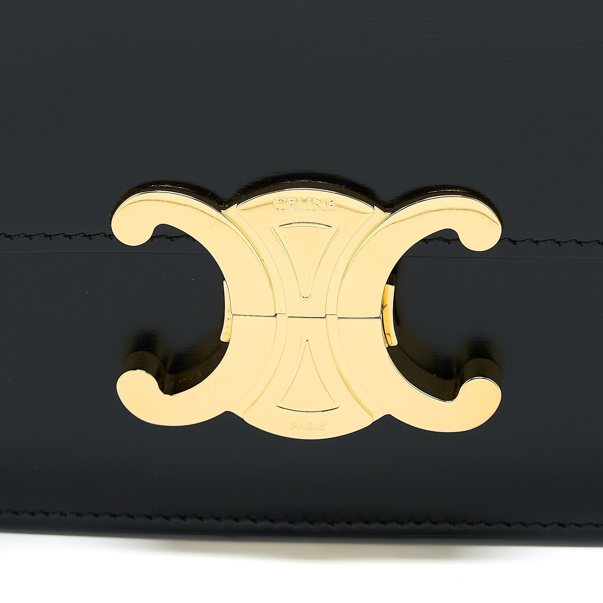 CELINE TEEN TRIOMPHE SHOULDER BAG CALFSKIN BLACK GHW