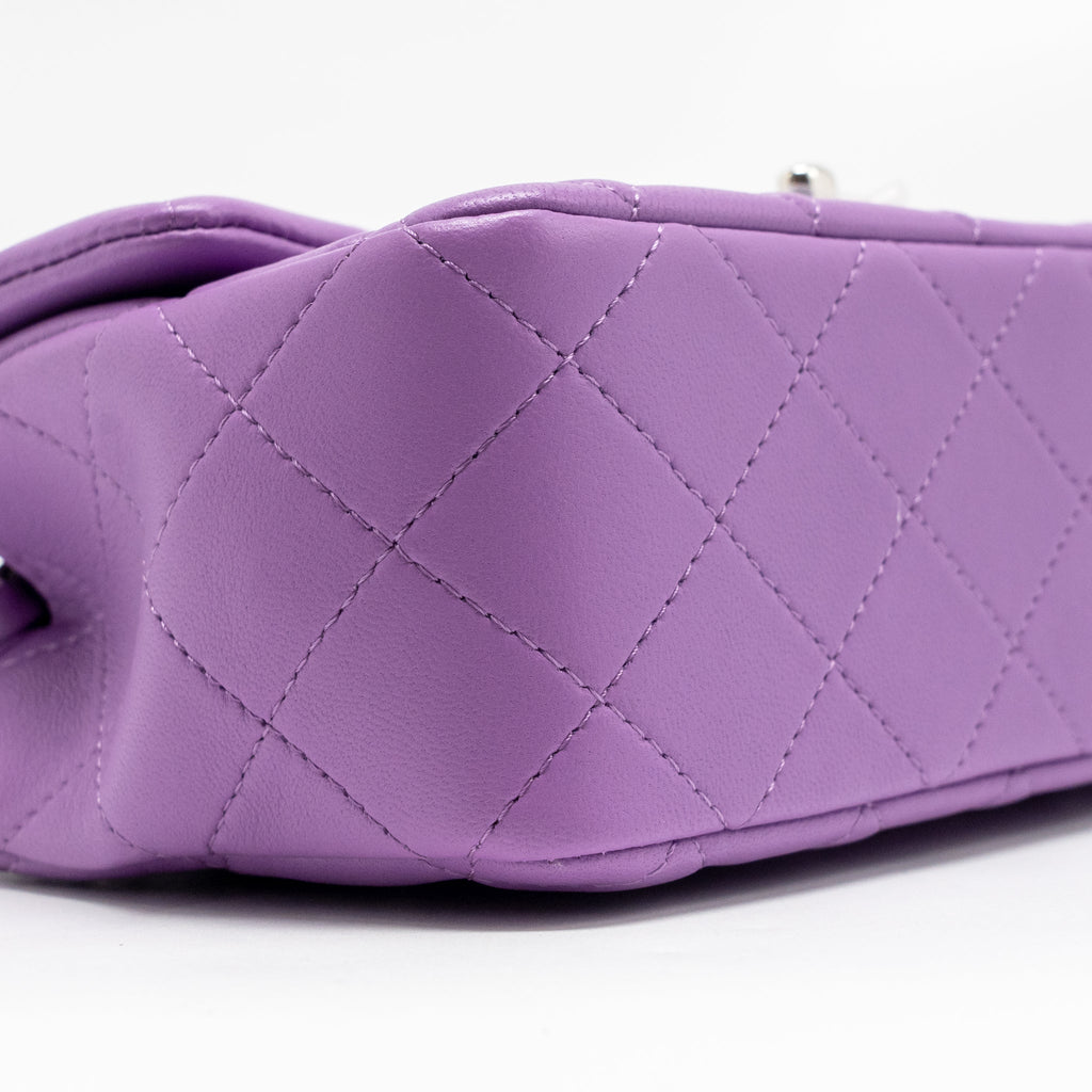 CHANEL MINI RECTANGULAR FLAP BAG LAMBSKIN PURPLE SHW