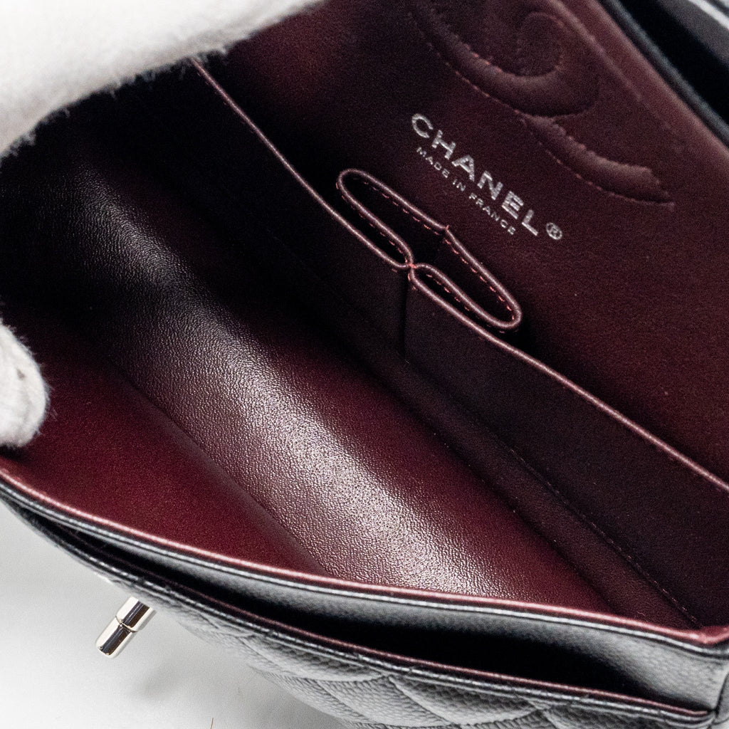 CHANEL MEDIUM CLASSIC DOUBLE FLAP BAG CAVIAR BLACK SHW