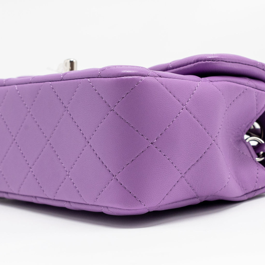 CHANEL MINI RECTANGULAR FLAP BAG LAMBSKIN PURPLE SHW