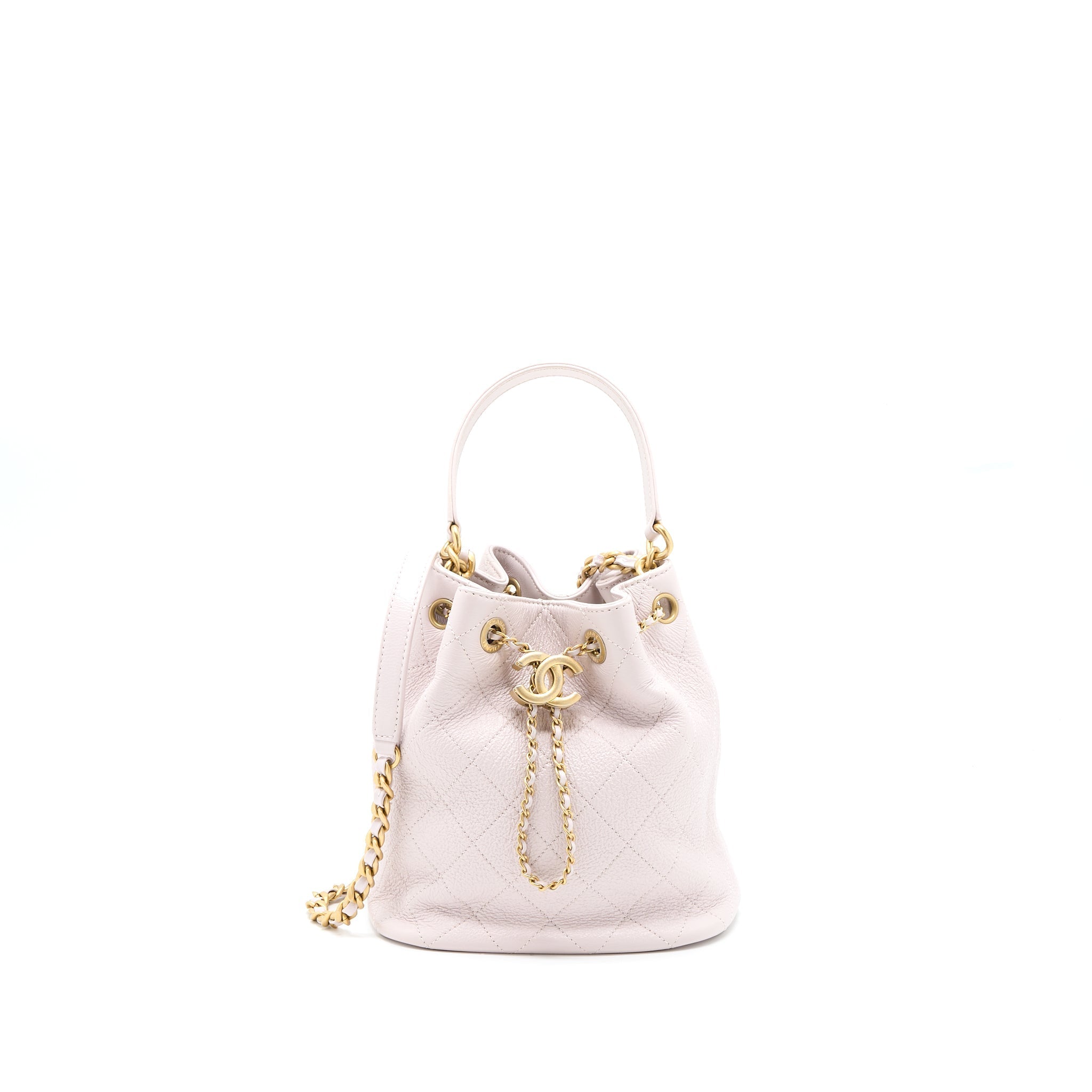 CHANEL DRAWSTRING BUCKET BAG LAMBSKIN LIGHT PINK GHW