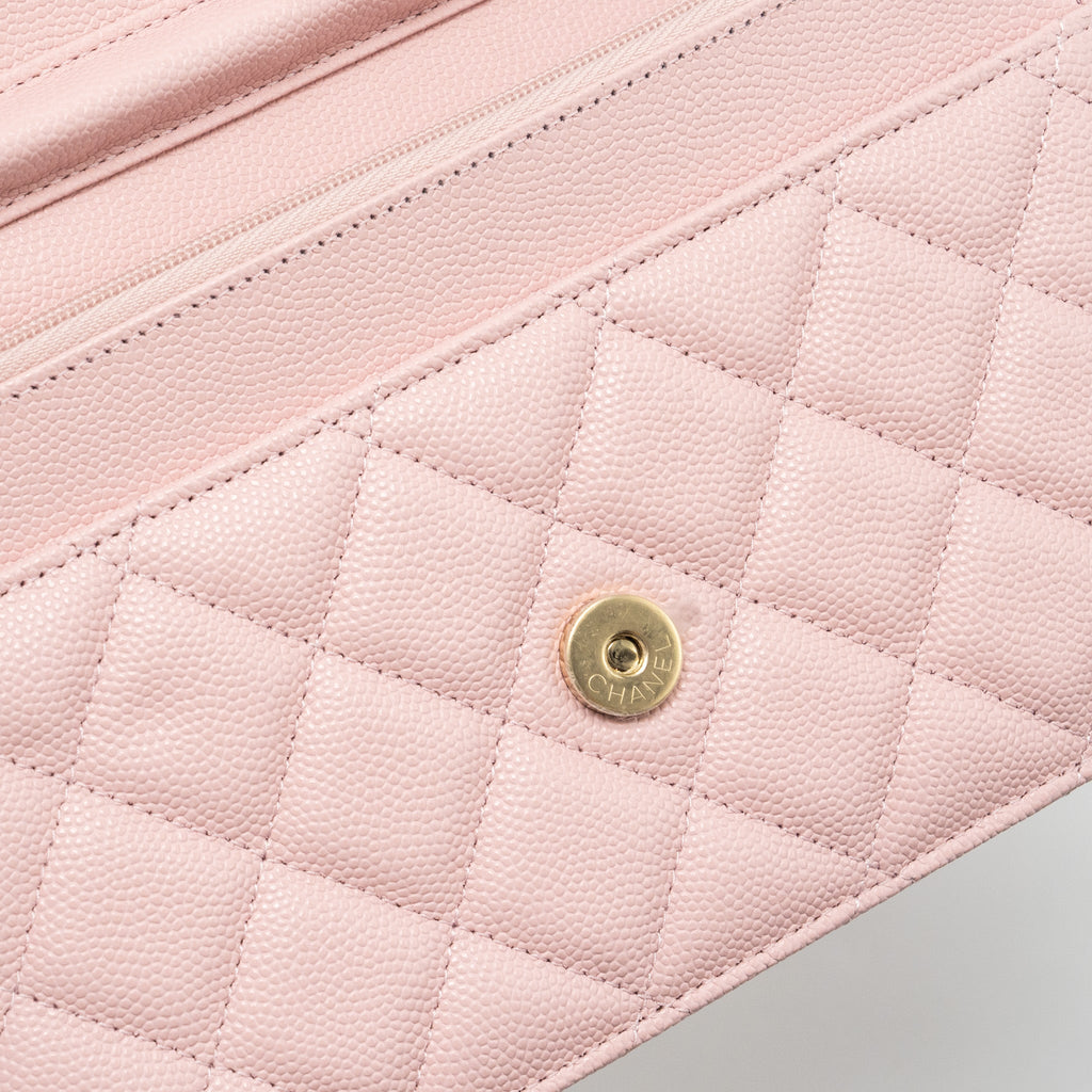 CHANEL CLASSIC WALLET ON CHAIN CAVIAR LIGHT PINK LGHW(MICROCHIP)