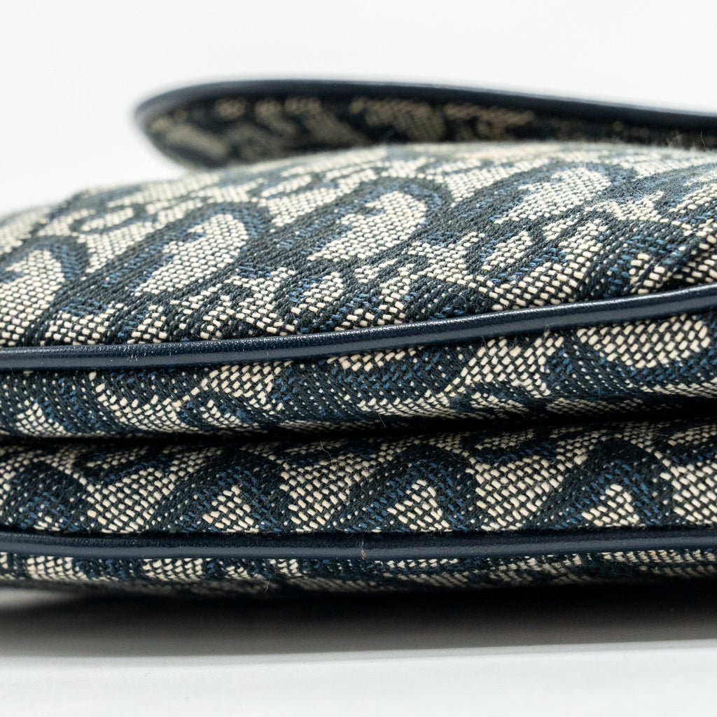 DIOR VINTAGE SADDLE BAG CANVAS / LEATHER BLUE/MULTICOLOUR GHW