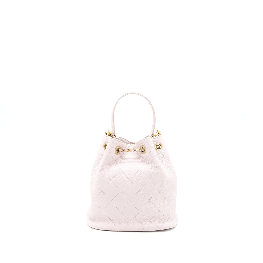 CHANEL DRAWSTRING BUCKET BAG LAMBSKIN LIGHT PINK GHW