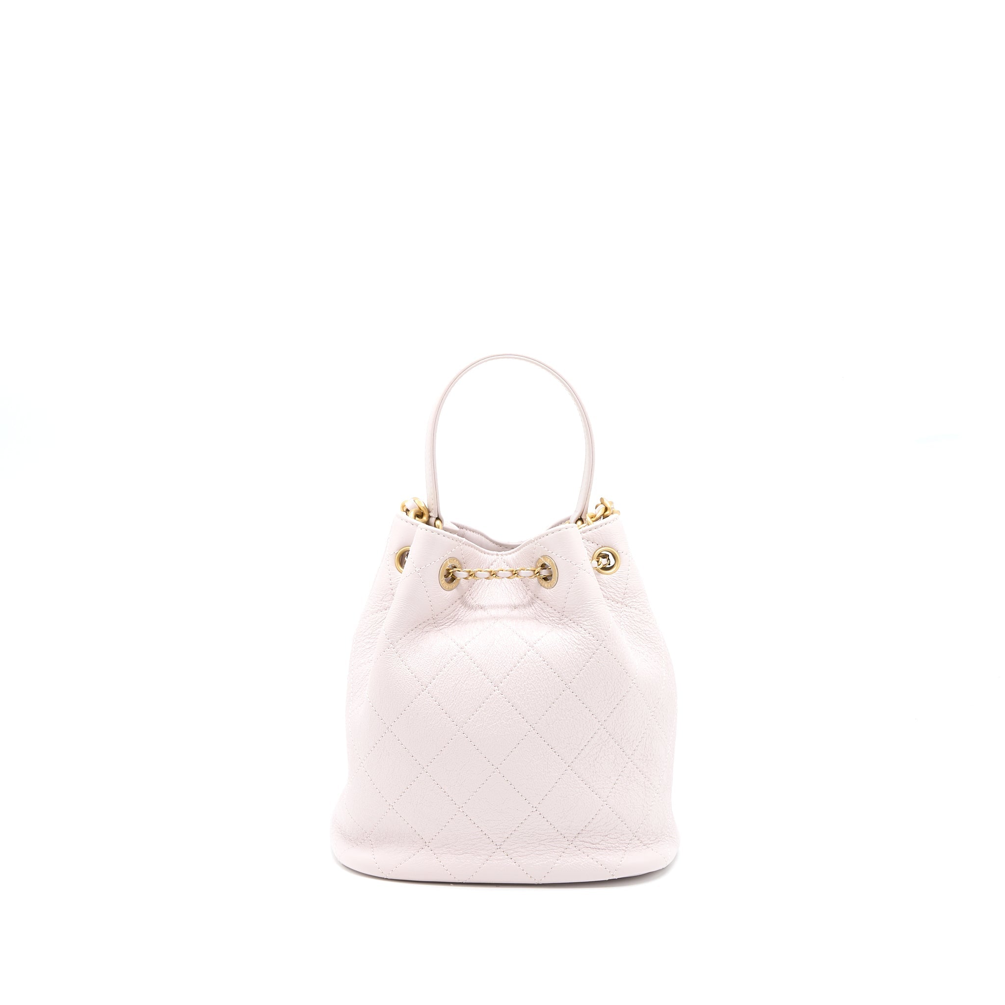 CHANEL DRAWSTRING BUCKET BAG LAMBSKIN LIGHT PINK GHW