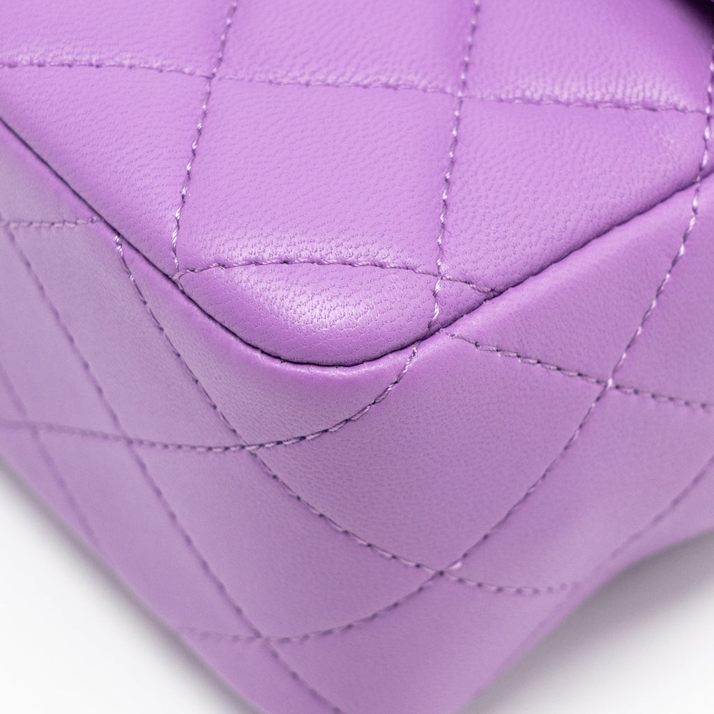 CHANEL MINI RECTANGULAR FLAP BAG LAMBSKIN PURPLE SHW
