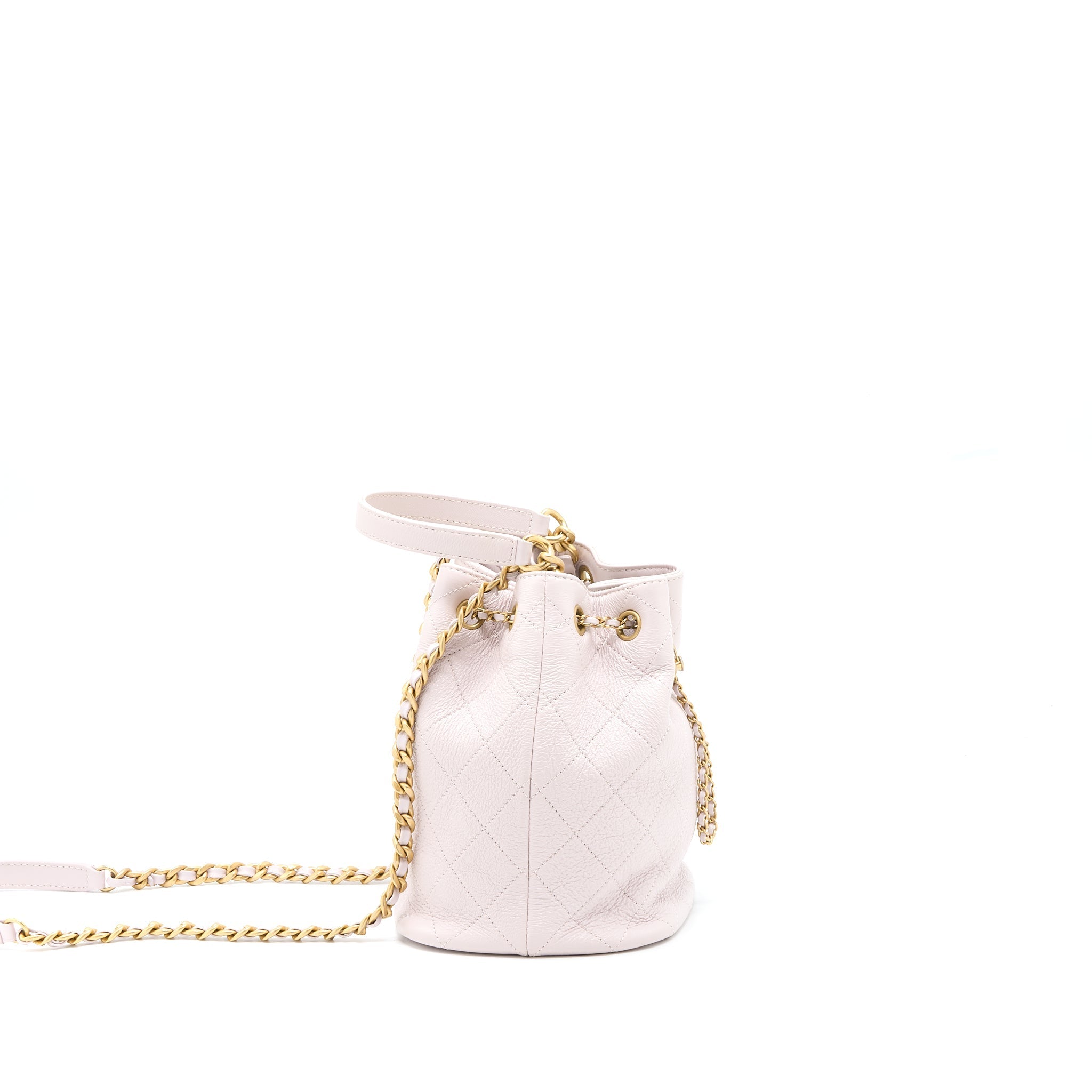CHANEL DRAWSTRING BUCKET BAG LAMBSKIN LIGHT PINK GHW