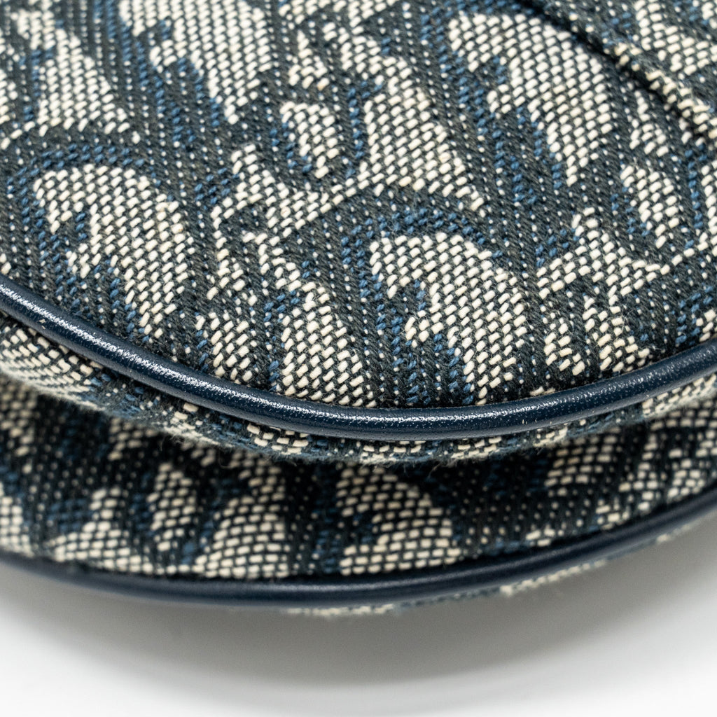 DIOR VINTAGE SADDLE BAG CANVAS / LEATHER BLUE/MULTICOLOUR GHW