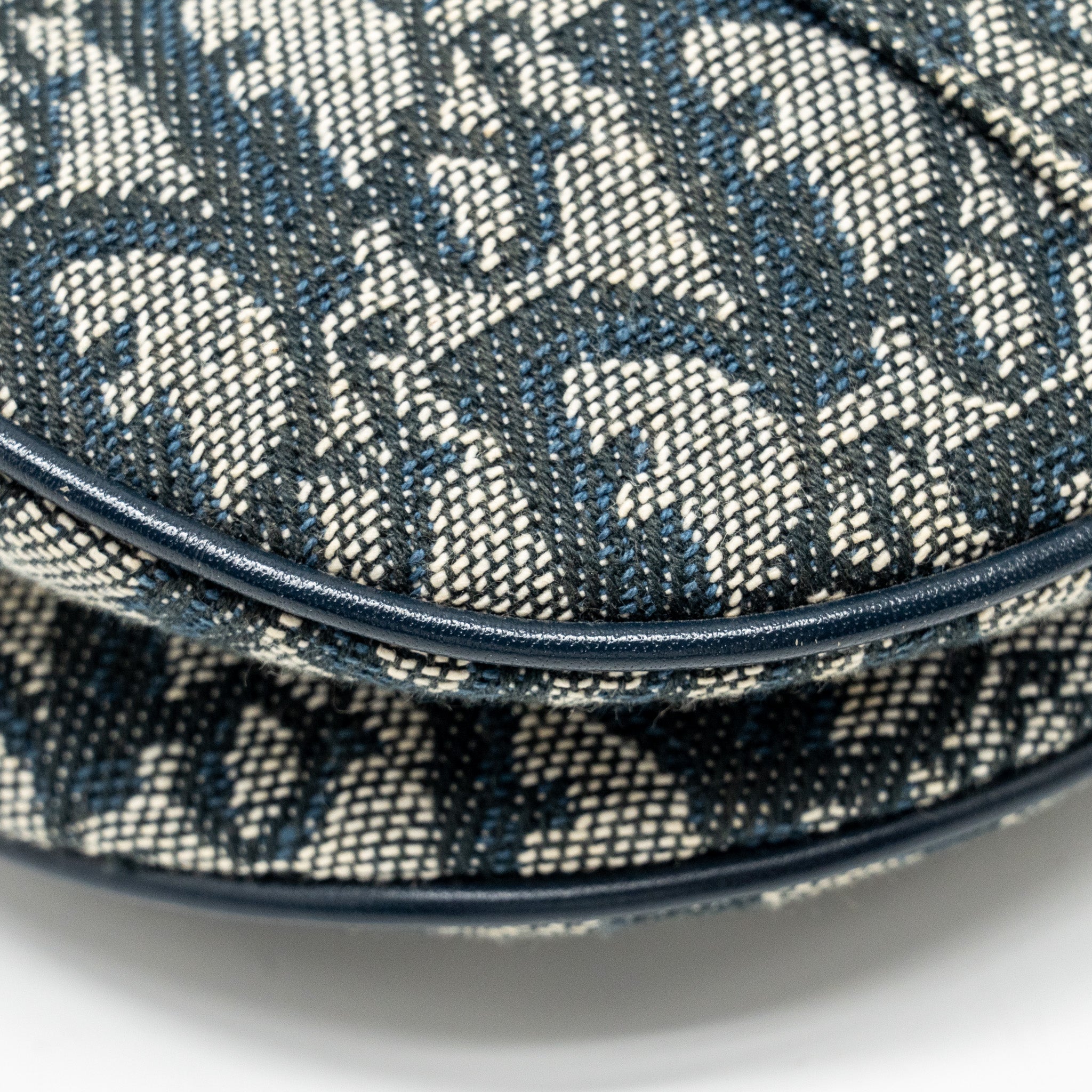 DIOR VINTAGE SADDLE BAG CANVAS / LEATHER BLUE/MULTICOLOUR GHW