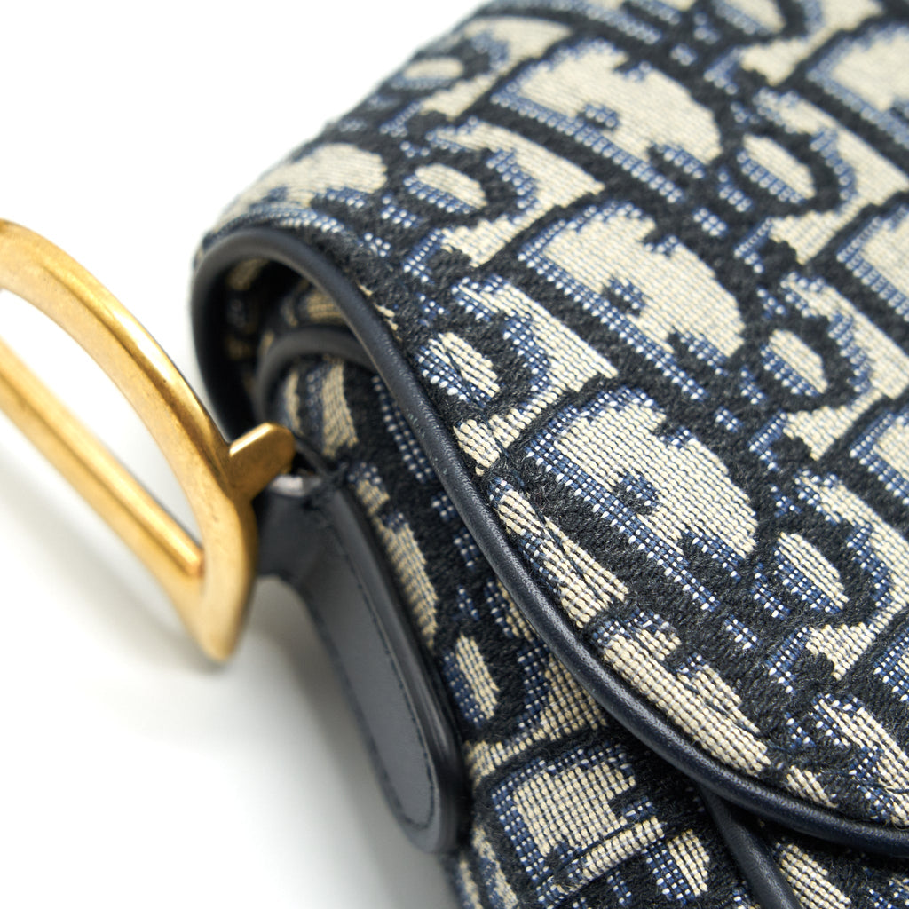 DIOR MEDIUM SADDLE BAG BLUE OBLIQUE JACQUARD