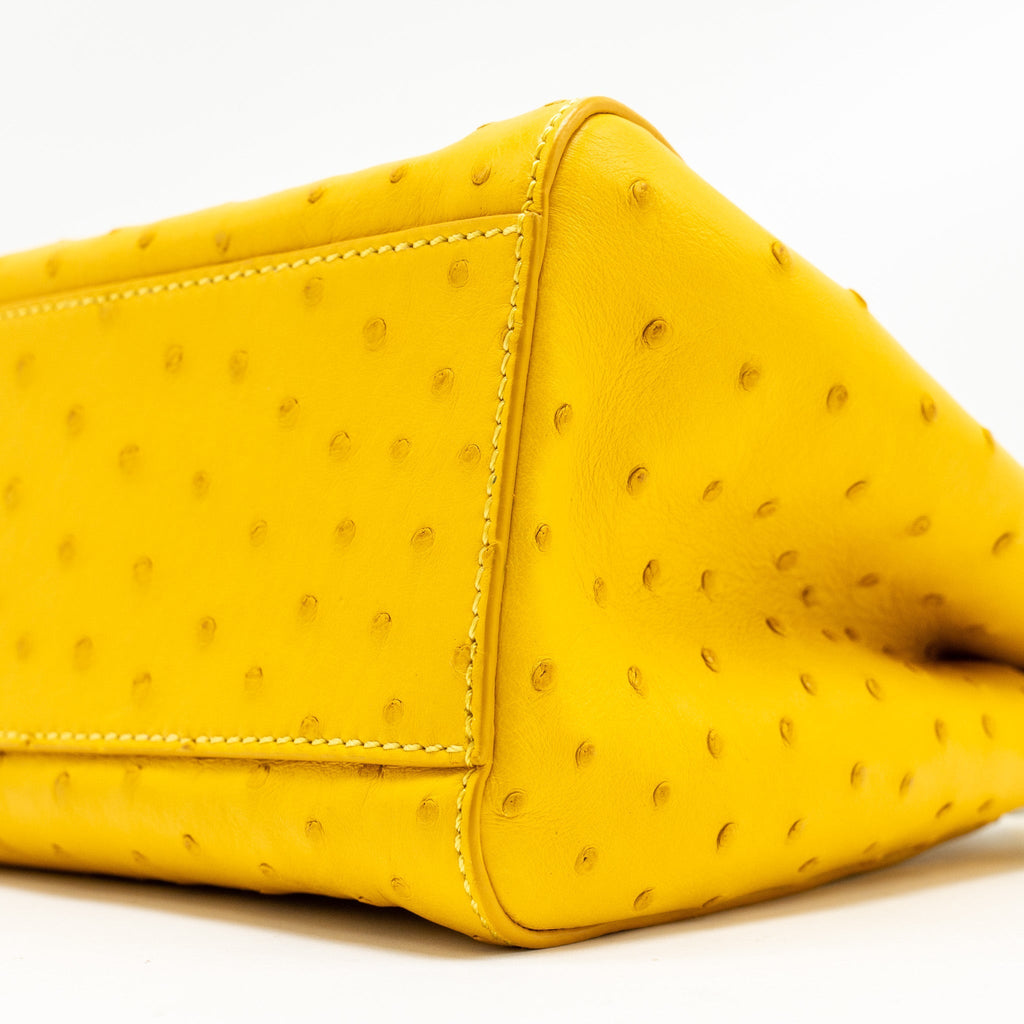 FENDI MINI PEEKABOO OSTRICH/CRYSTAL YELLOW/WHITE GHW