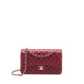 CHANEL MEDIUM CLASSIC FLAP BAG LAMBSKIN DARK RED LGHW (MICROCHIP)