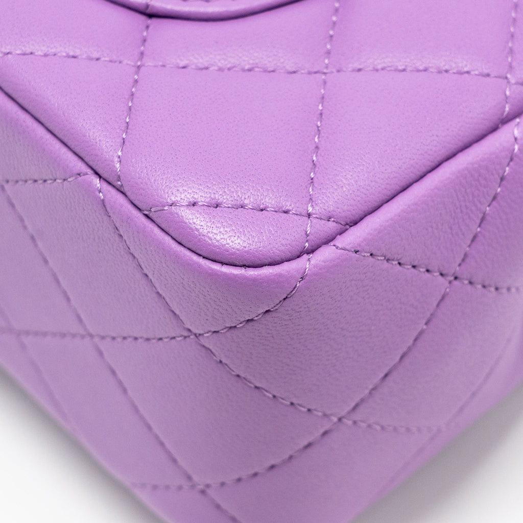CHANEL MINI RECTANGULAR FLAP BAG LAMBSKIN PURPLE SHW