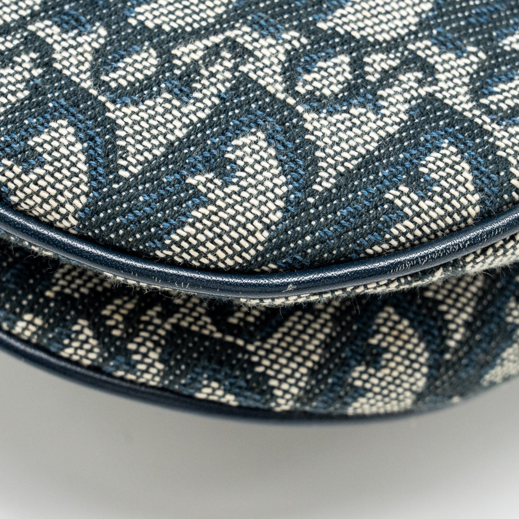DIOR VINTAGE SADDLE BAG CANVAS / LEATHER BLUE/MULTICOLOUR GHW