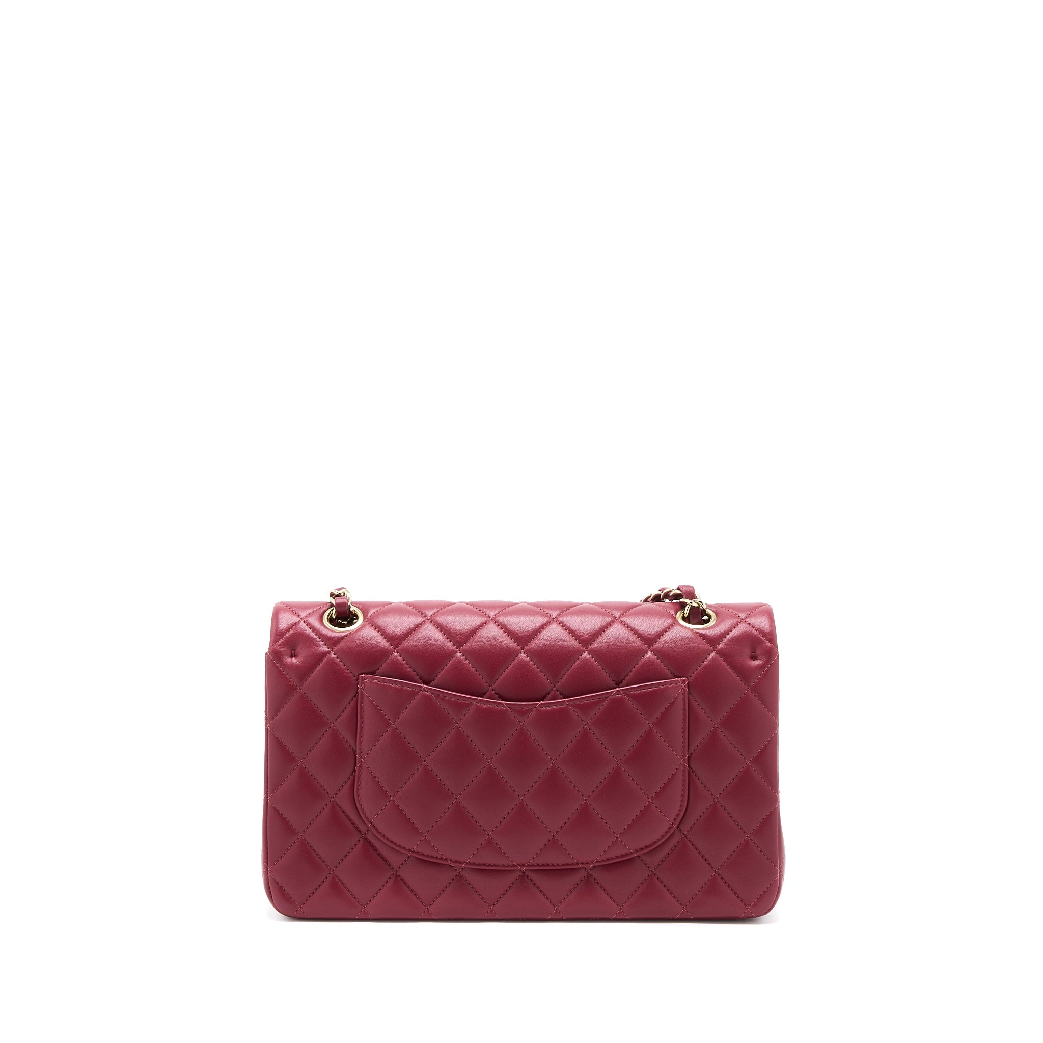 CHANEL MEDIUM CLASSIC FLAP BAG LAMBSKIN DARK RED LGHW (MICROCHIP)