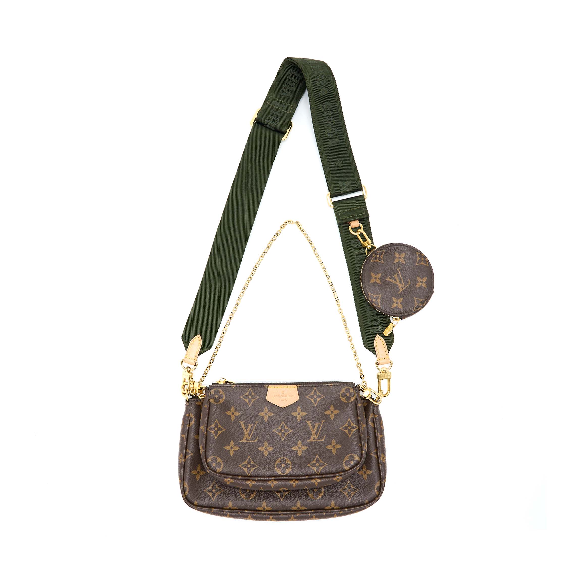 LOUIS VUITTON MULTI POCHETTE WITH KHAKI STRAP GHW