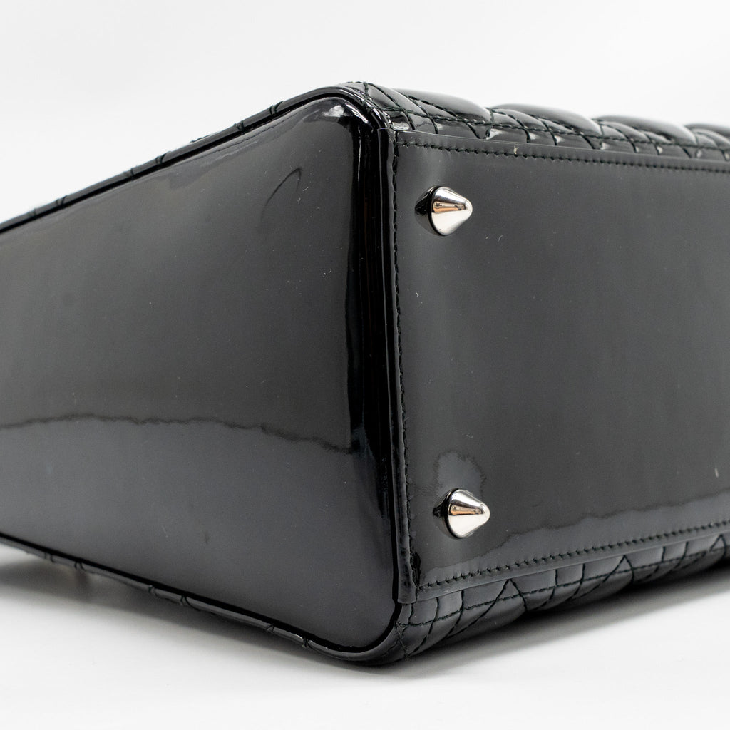 DIOR MEDIUM LADY DIOR PATENT LEATHER BLACK SHW