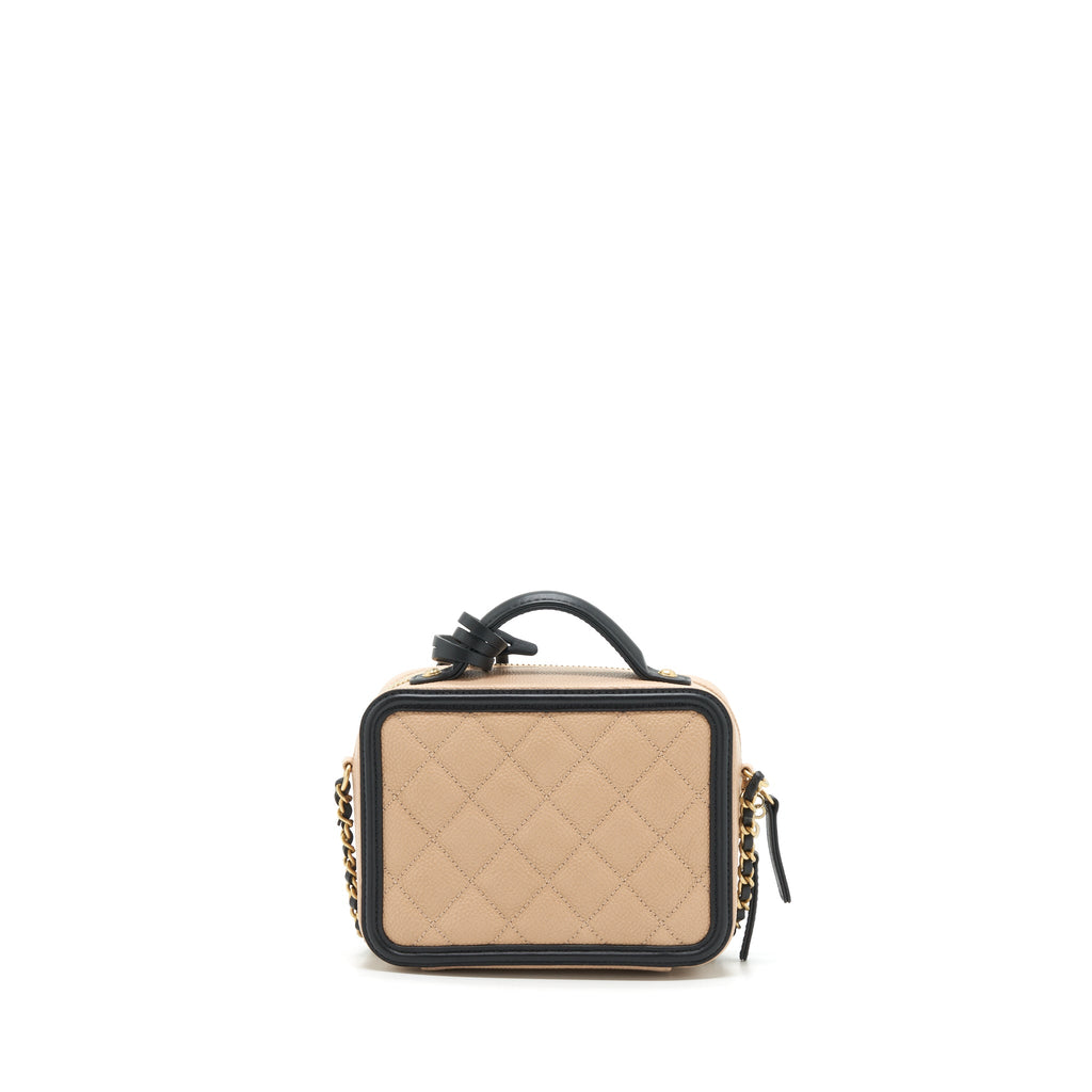 CHANEL MINI VANITY FILIGREE CAVIAR BEIGE / BLACK LGHW