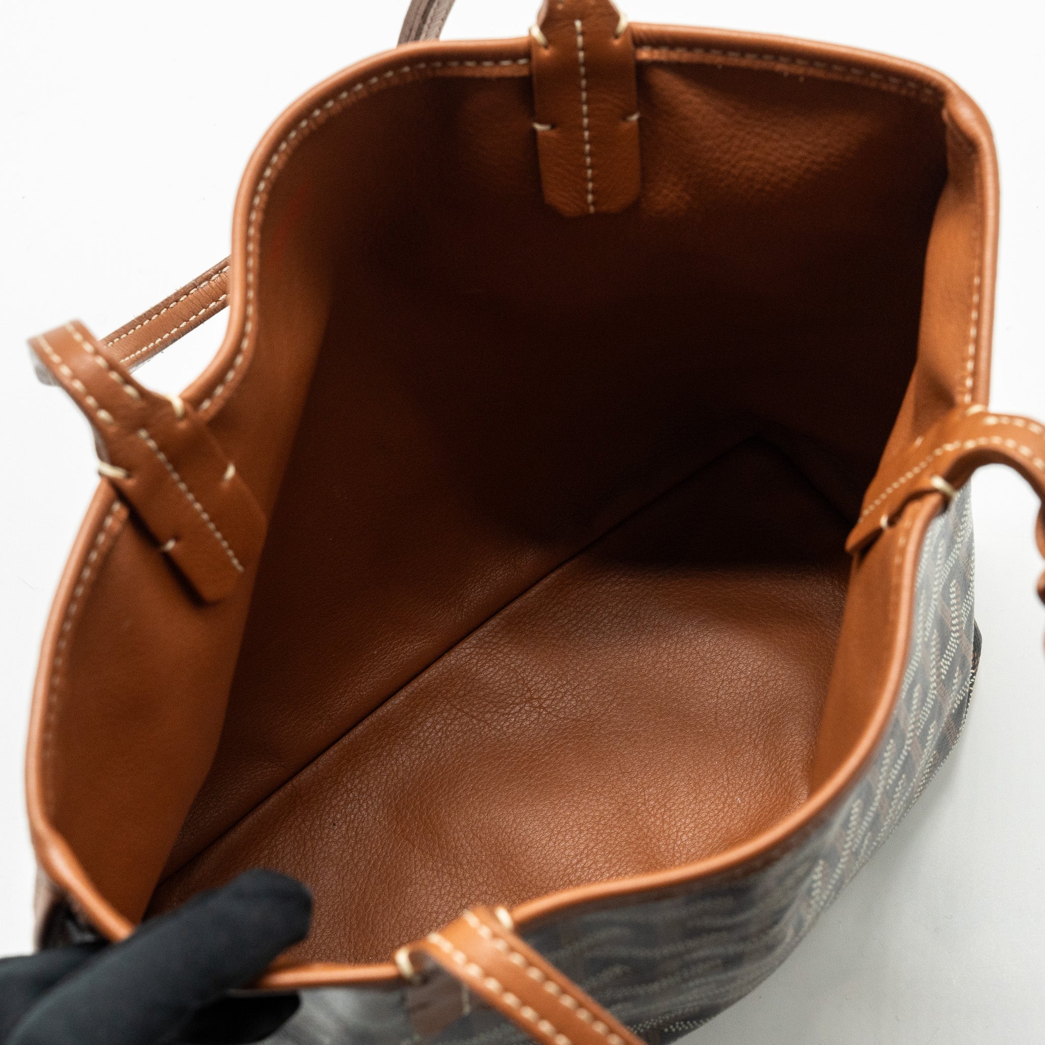 GOYARD MINI ANJOUR TOTE BAG GOYARDLINE CANVAS BROWN SHW