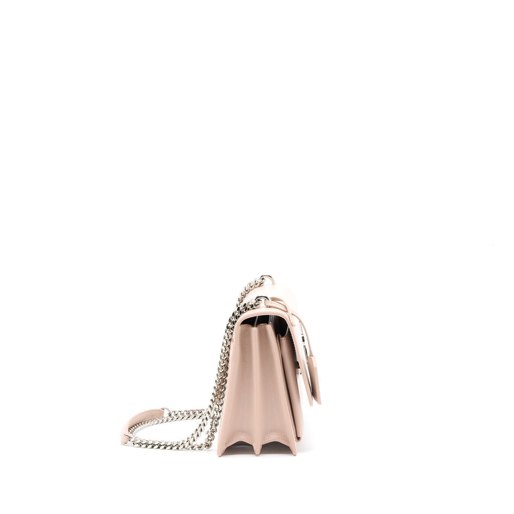 SAINT LAURENT MEDIUM SUNSET CHAIN BAG CALFSKIN LIGHT PINK SHW