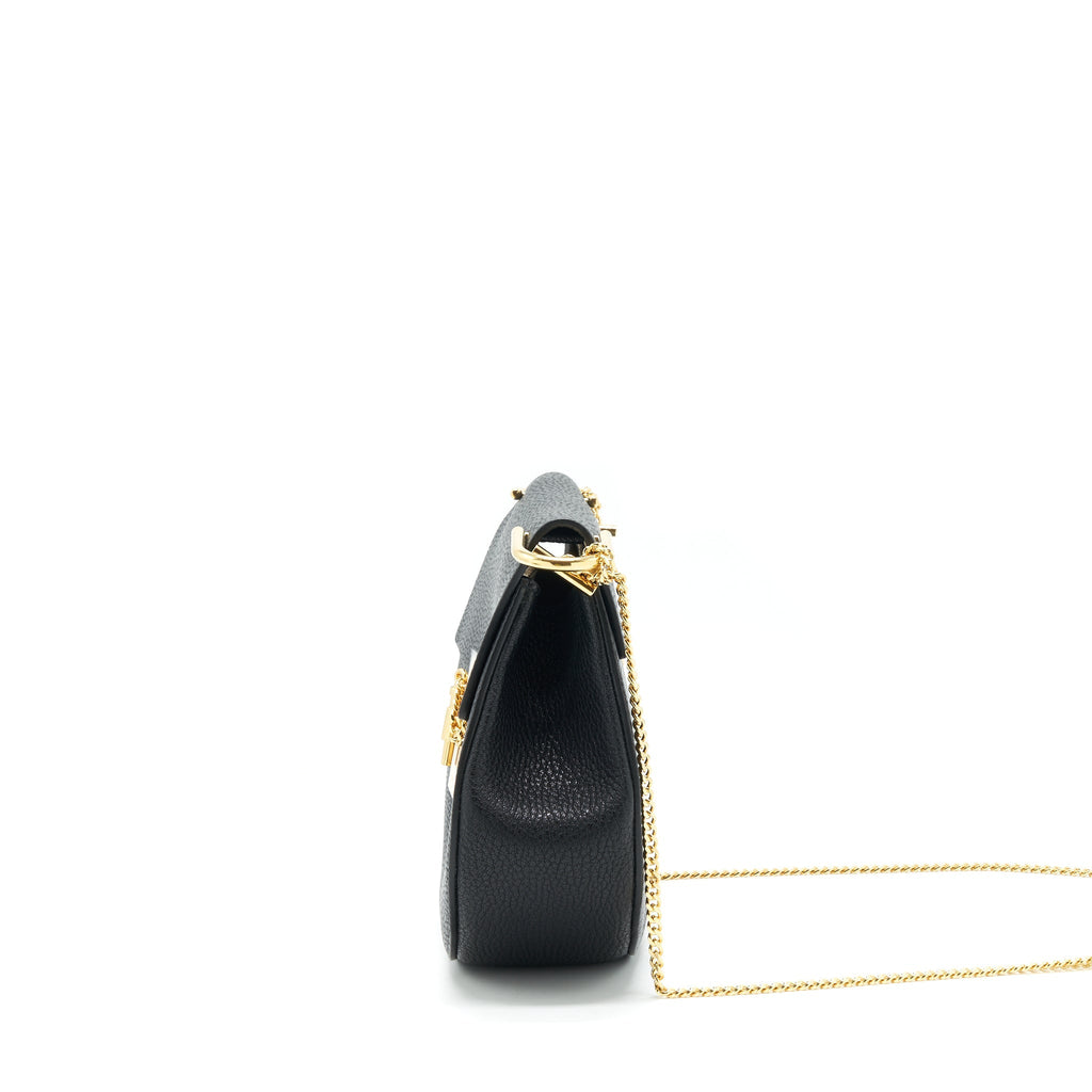 CHLOE DREW SHOULDER BAG GRAINED CALFSKIN BLACK GHW