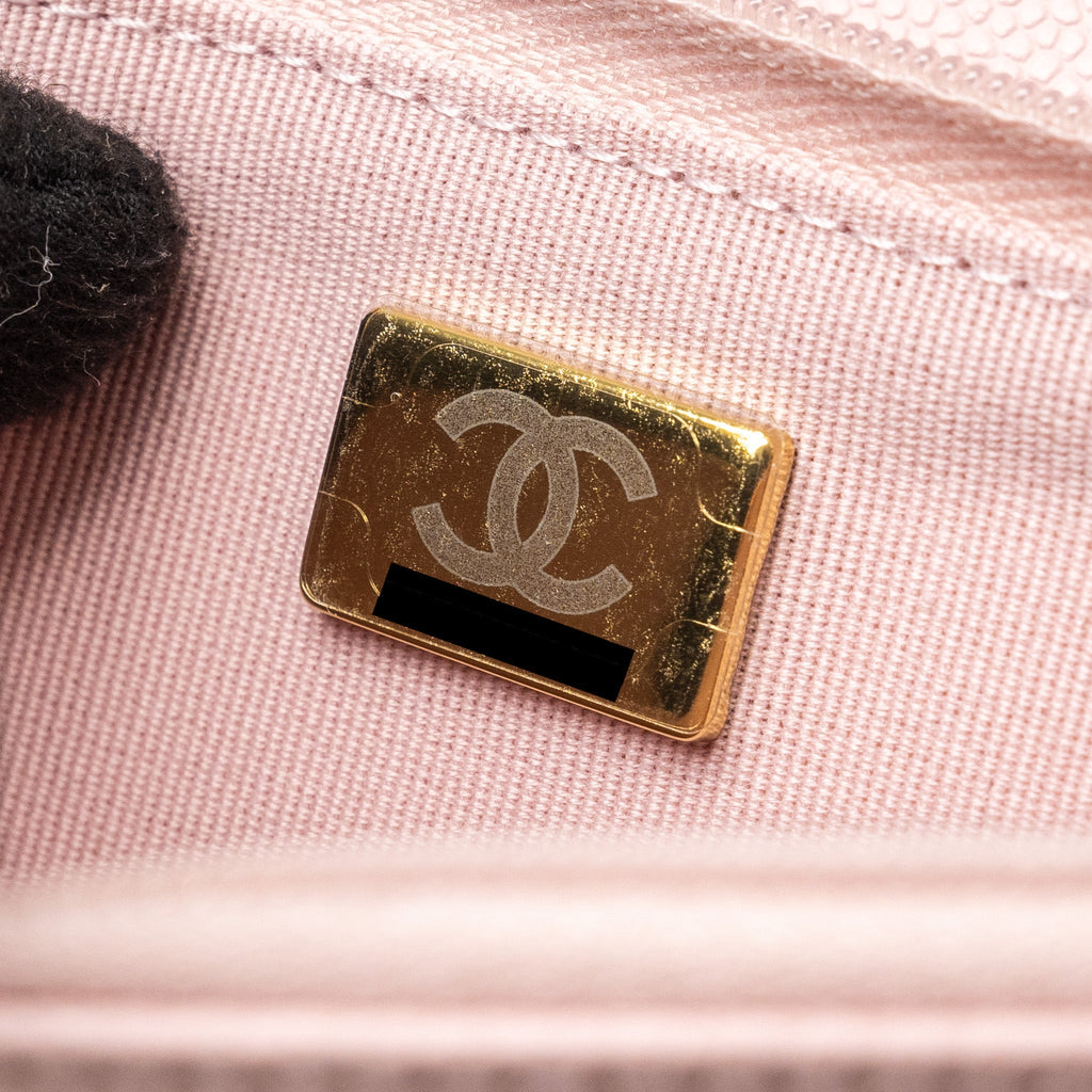 CHANEL CLASSIC WALLET ON CHAIN CAVIAR LIGHT PINK LGHW(MICROCHIP)