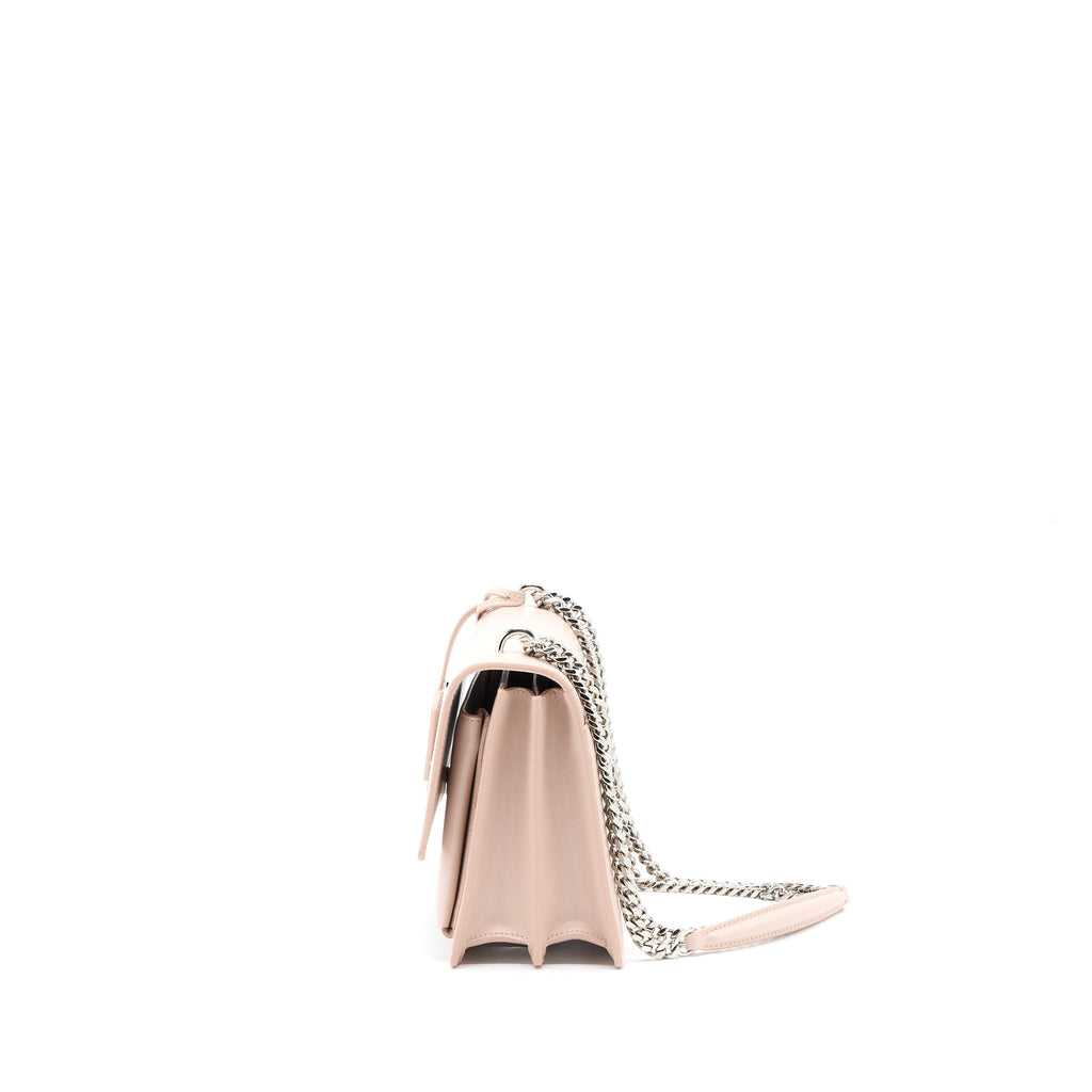 SAINT LAURENT MEDIUM SUNSET CHAIN BAG CALFSKIN LIGHT PINK SHW