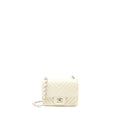 CHANEL 21C MINI SQUARE FLAP BAG CHEVRON LAMBSKIN BEIGE SHW