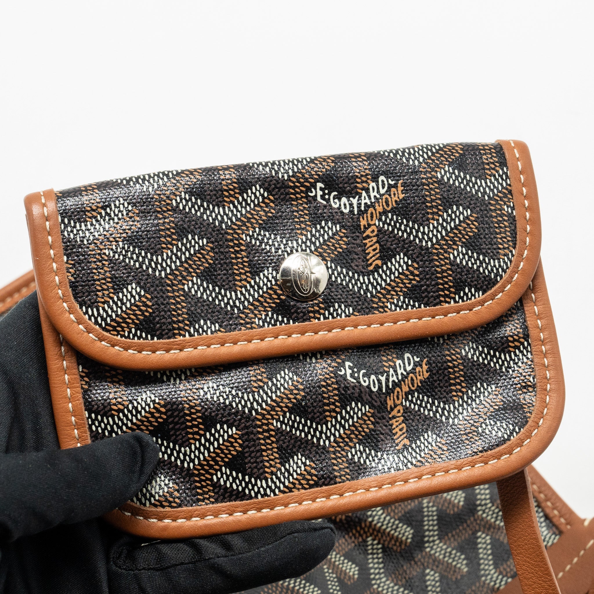 GOYARD MINI ANJOUR TOTE BAG GOYARDLINE CANVAS BROWN SHW