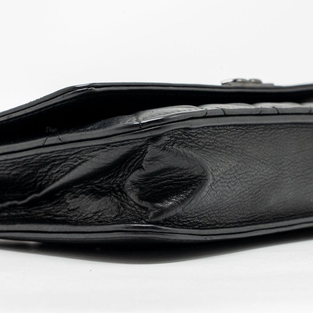 CHANEL BOY WALLET ON CHAIN CALFSKIN BLACK WITH BLACK HARDWARE